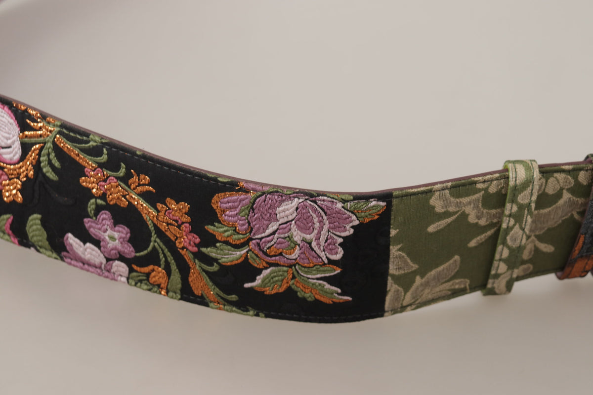 Ceinture élégante en toile et cuir multicolore Dolce &amp; Gabbana