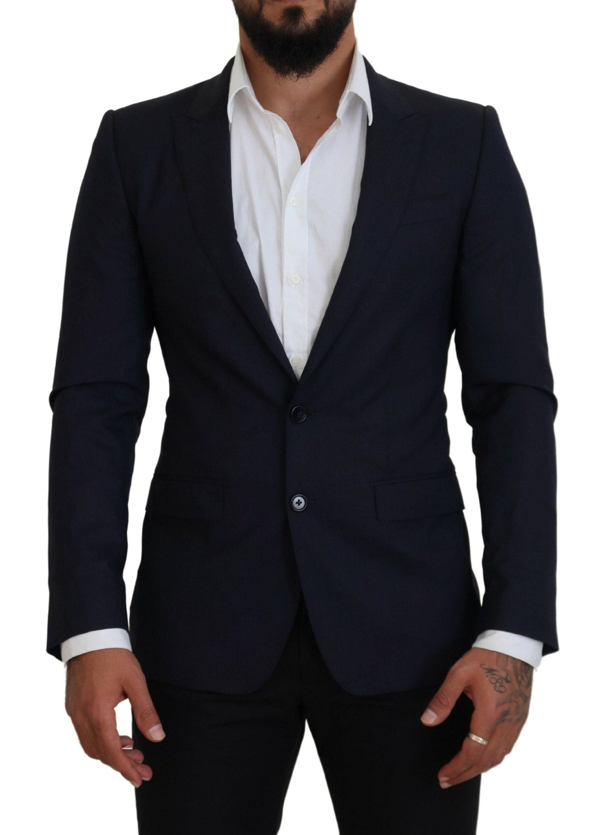 Veste blazer élégante en laine et soie bleue Dolce &amp; Gabbana