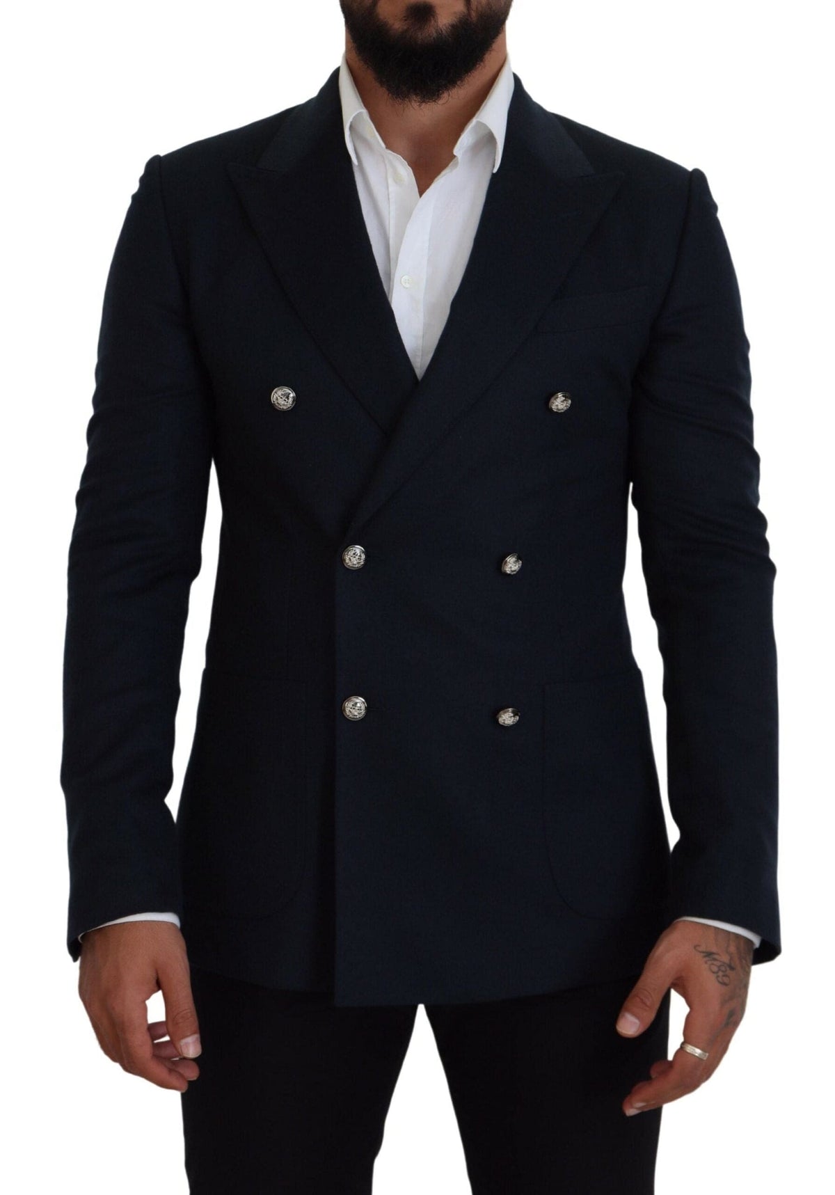 Blazer bleu élégant en mélange de cachemire et de soie Dolce &amp; Gabbana