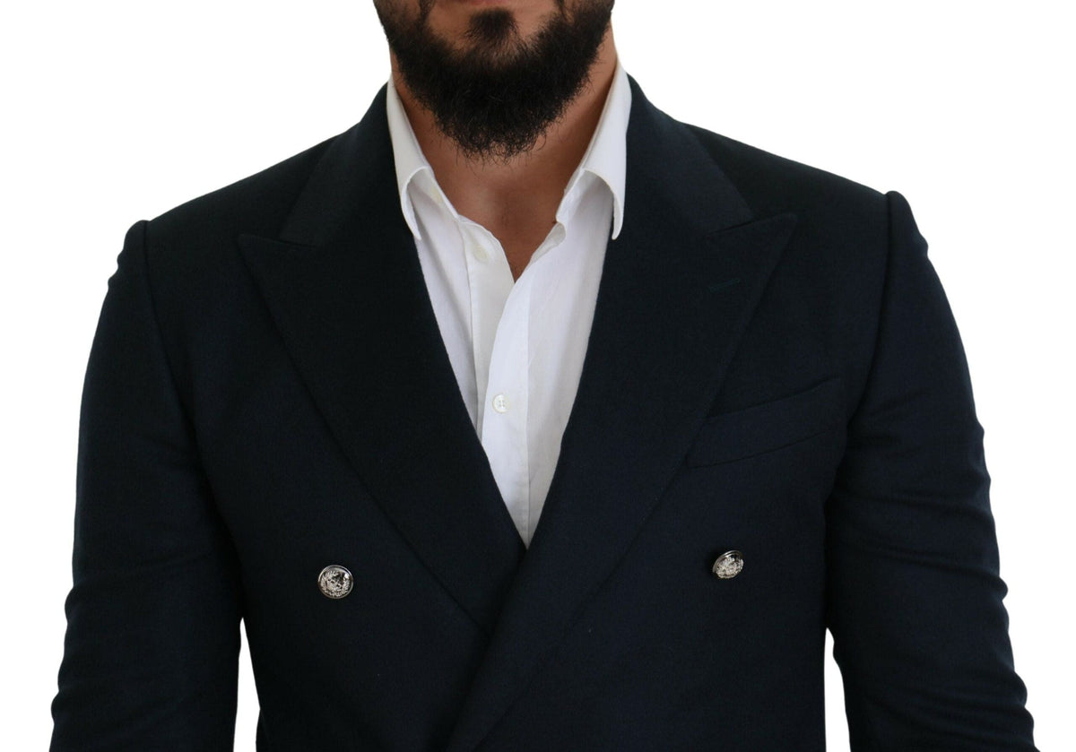 Blazer bleu élégant en mélange de cachemire et de soie Dolce &amp; Gabbana