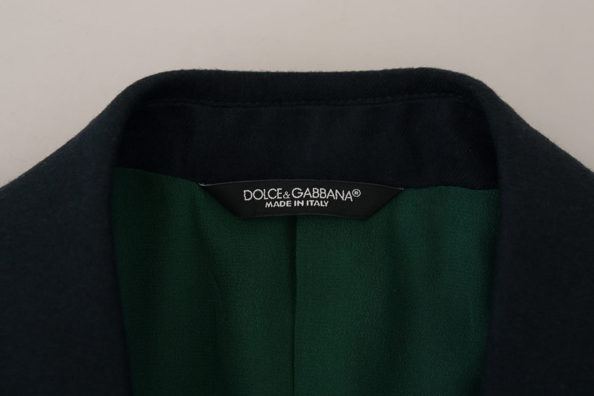 Blazer bleu élégant en mélange de cachemire et de soie Dolce &amp; Gabbana