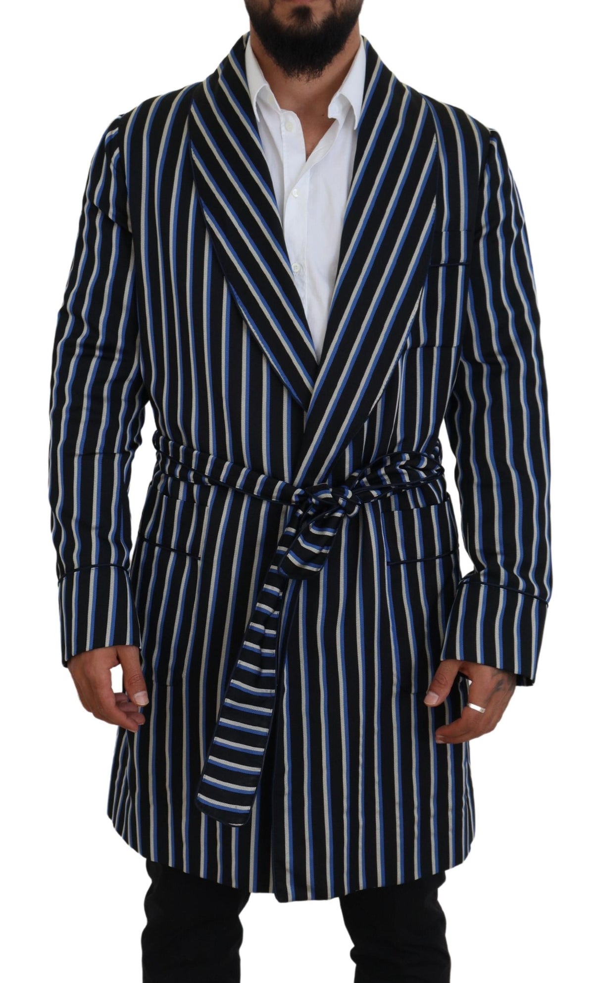 Dolce & Gabbana Elegant Striped Silk Blend Robe