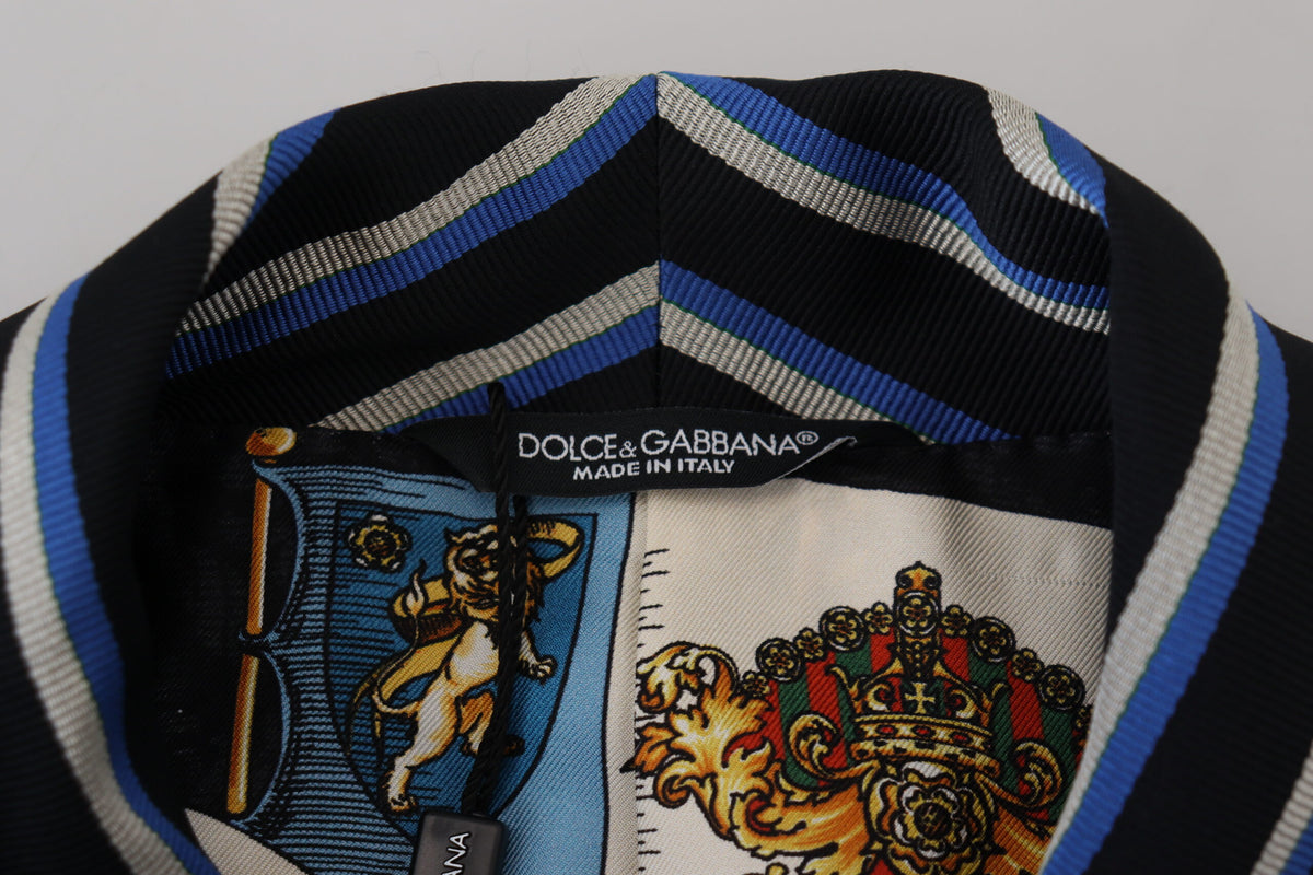 Robe de chambre élégante en soie mélangée à rayures Dolce &amp; Gabbana