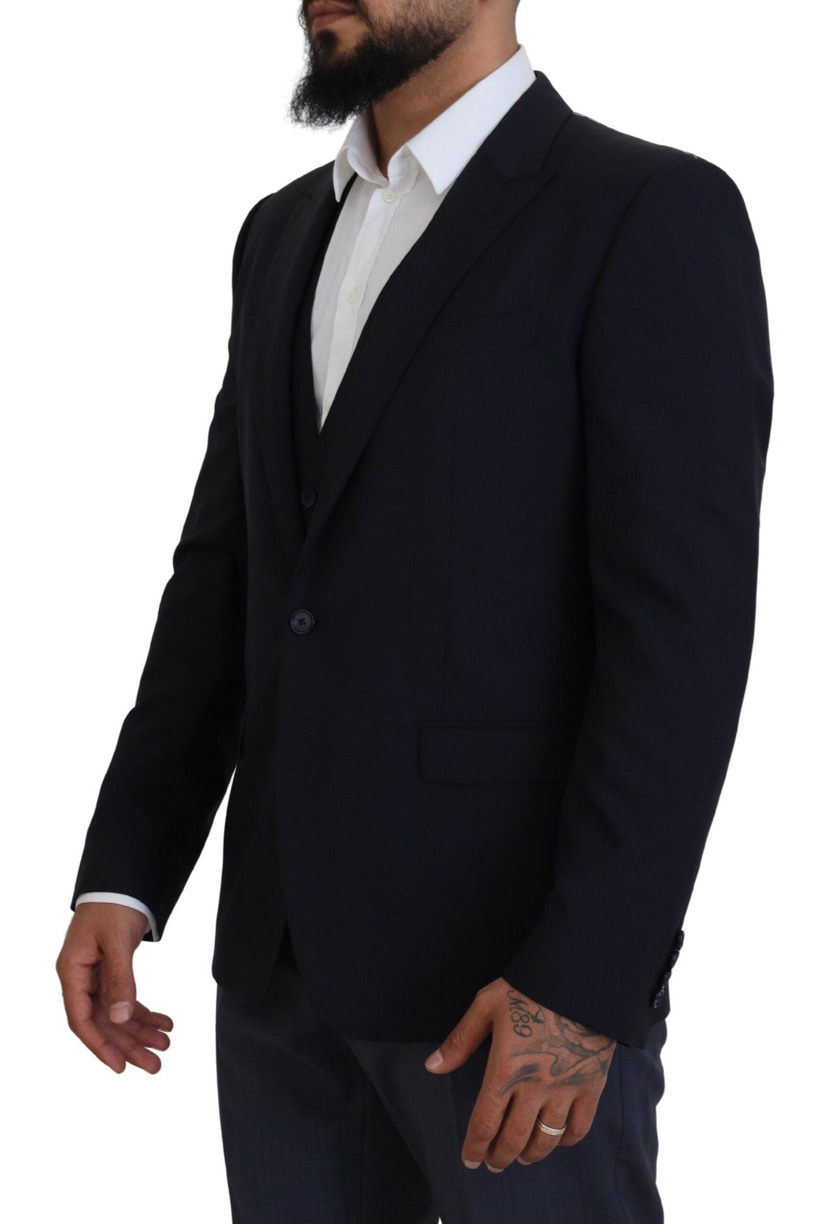 Dolce & Gabbana Elegant Navy Wool Blend Martini Blazer