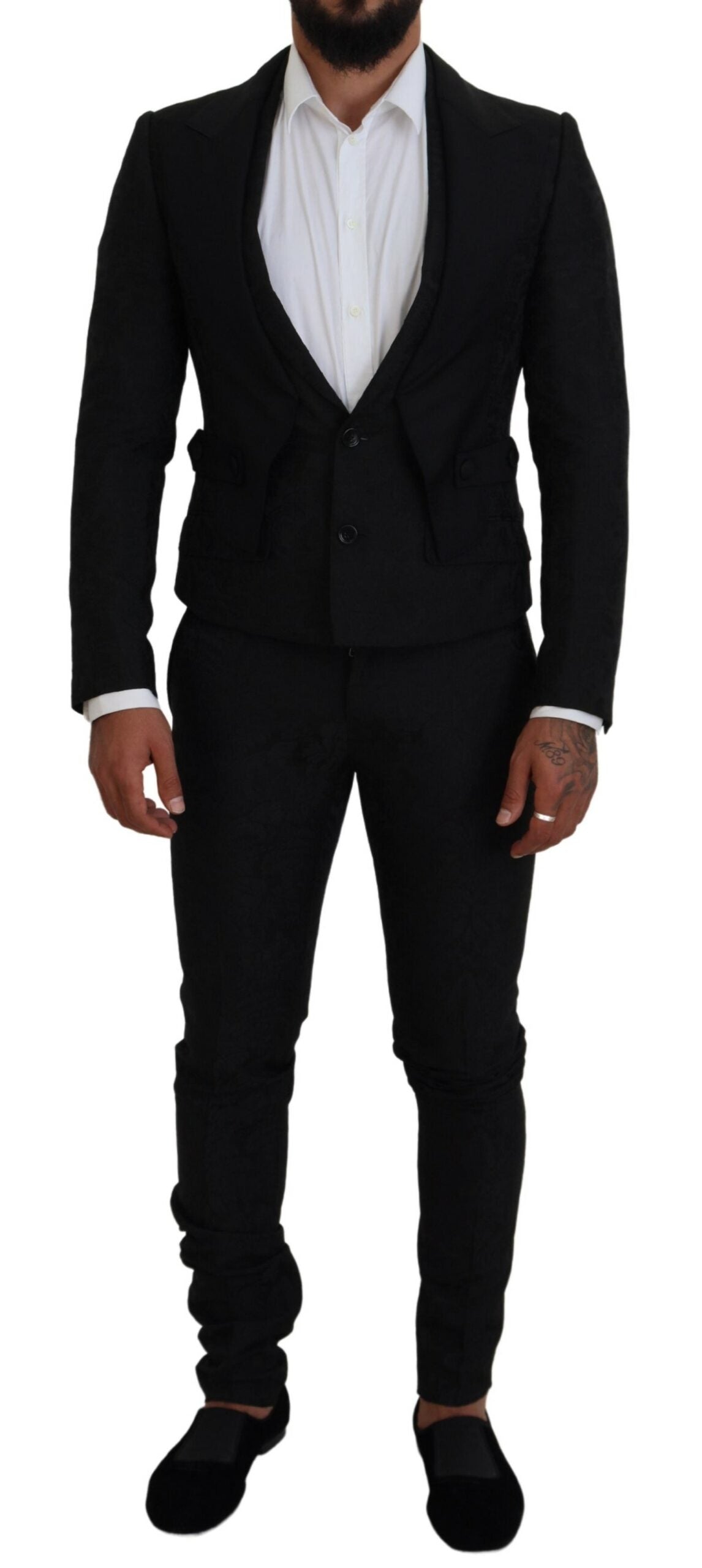 Elegante traje martini negro de Dolce &amp; Gabbana para el hombre moderno