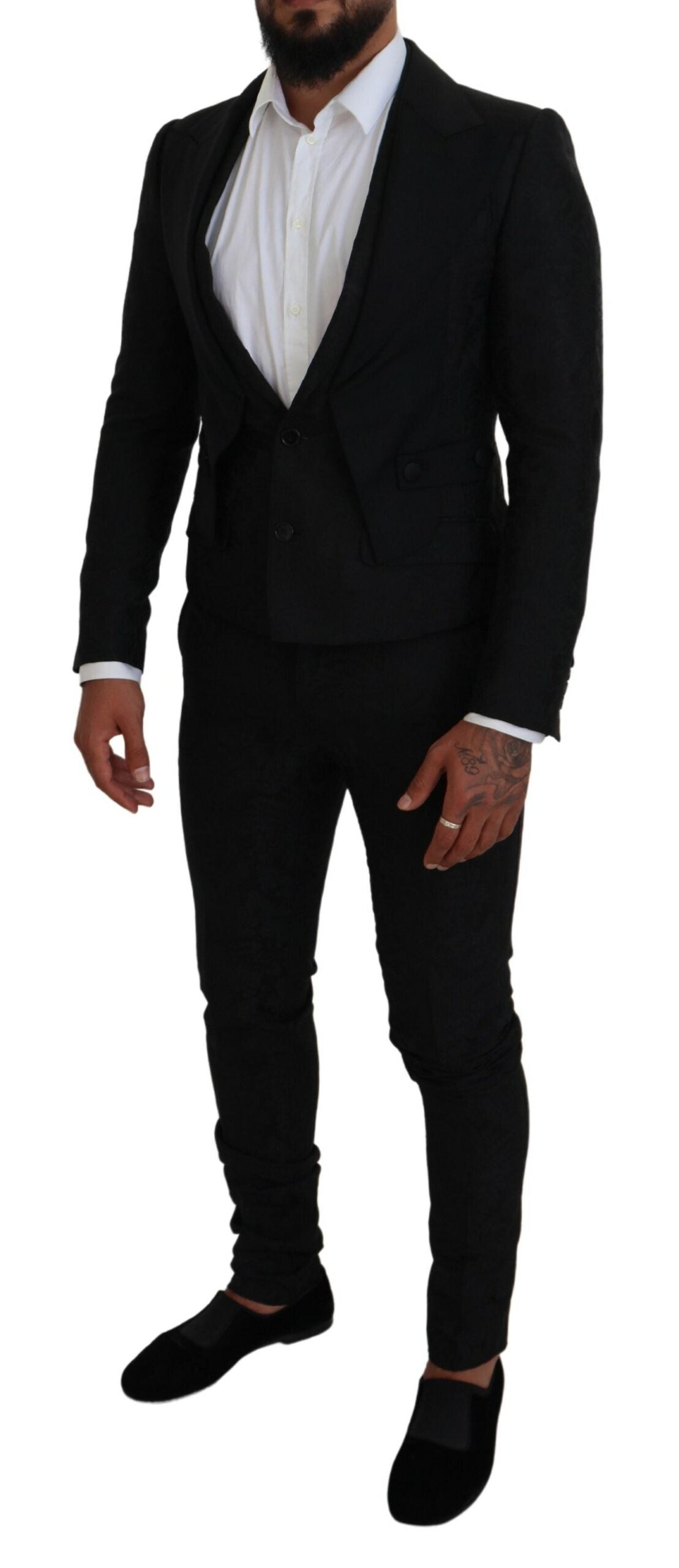 Elegante traje martini negro de Dolce &amp; Gabbana para el hombre moderno