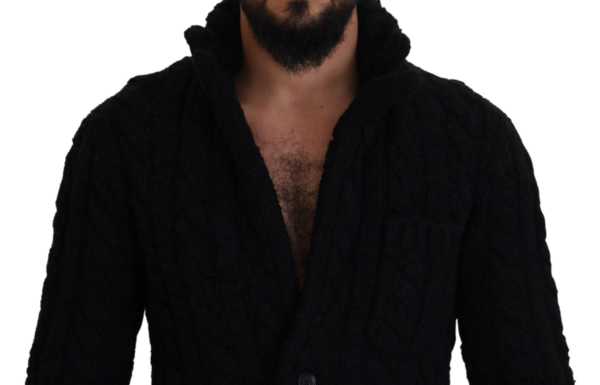 Cardigan élégant en mélange de laine et de cachemire noir Dolce &amp; Gabbana