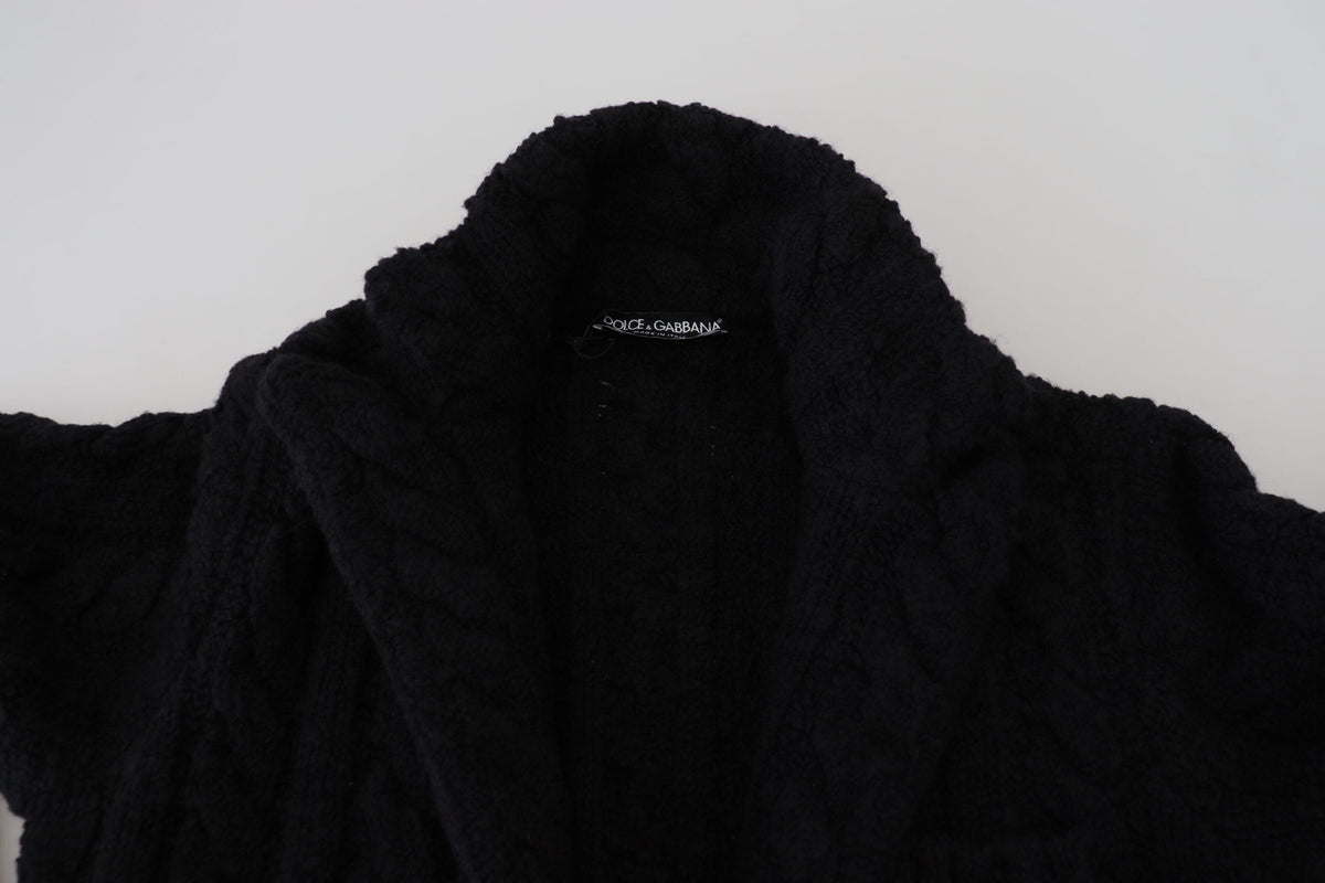 Cardigan élégant en mélange de laine et de cachemire noir Dolce &amp; Gabbana