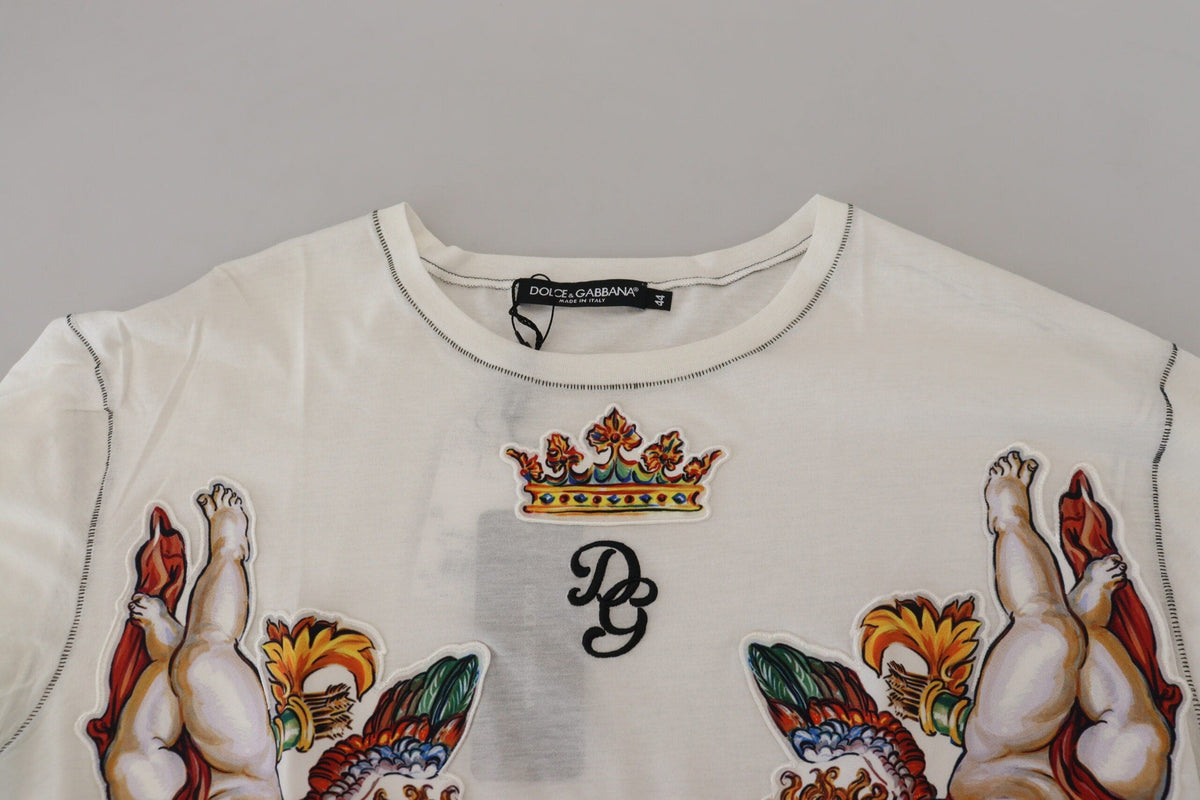 T-shirt élégant en mélange de coton et de soie blanc Dolce &amp; Gabbana