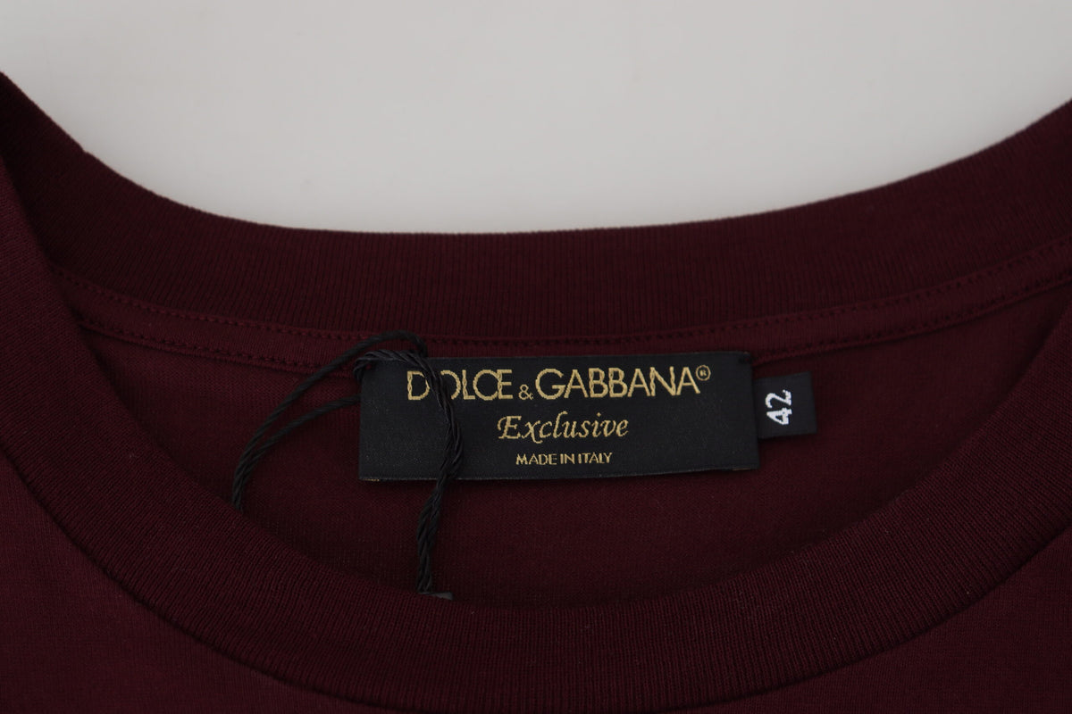 Camiseta informal elegante con cuello redondo en color granate de Dolce &amp; Gabbana