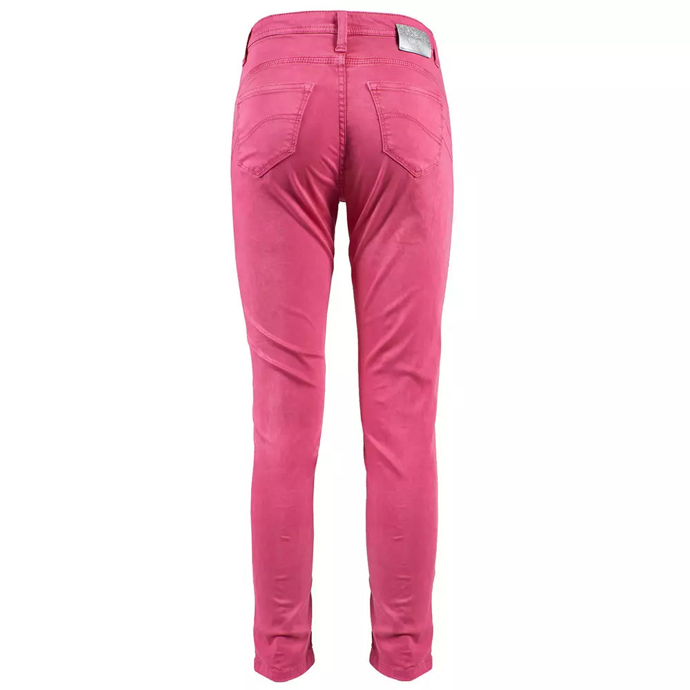 Yes Zee Chic Vaqueros pitillo fucsia con mini aberturas en los tobillos