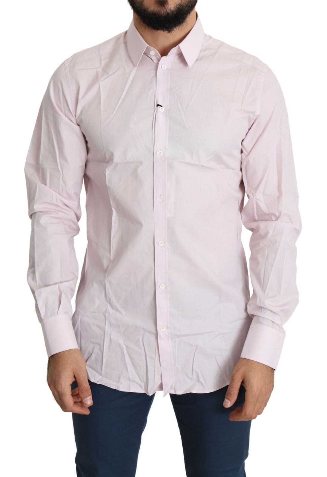 Camisa de vestir elegante de corte entallado en color rosa de Dolce &amp; Gabbana