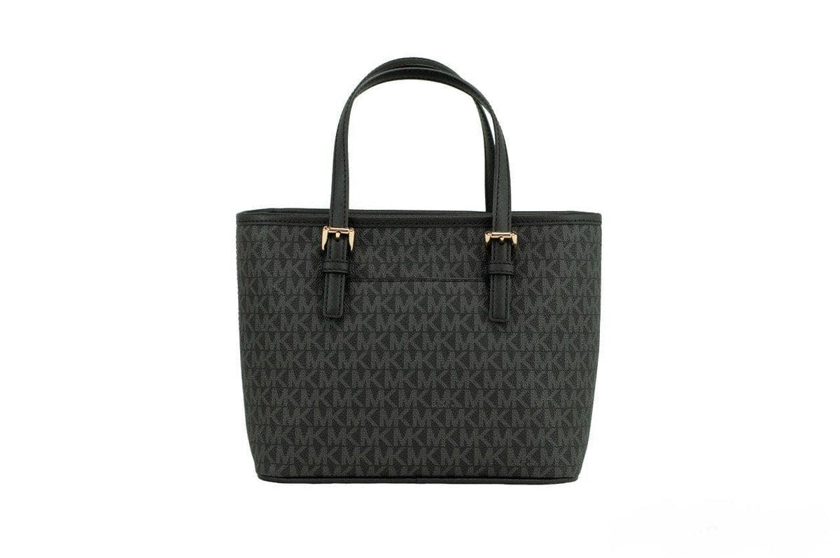 Sac fourre-tout Michael Kors Jet Set Signature XS noir avec fermeture éclair sur le dessus