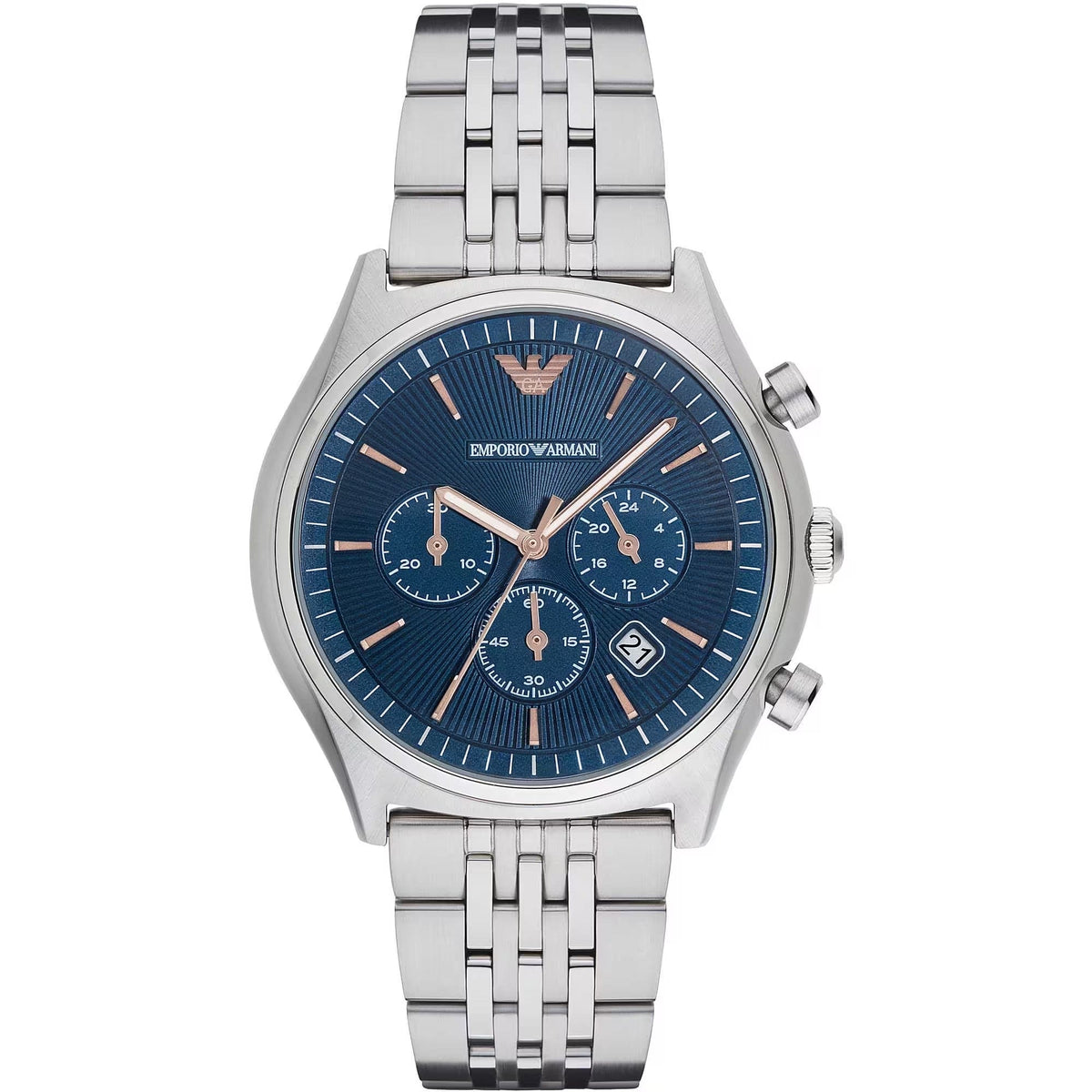 Reloj cronógrafo plateado elegante para hombre de Emporio Armani