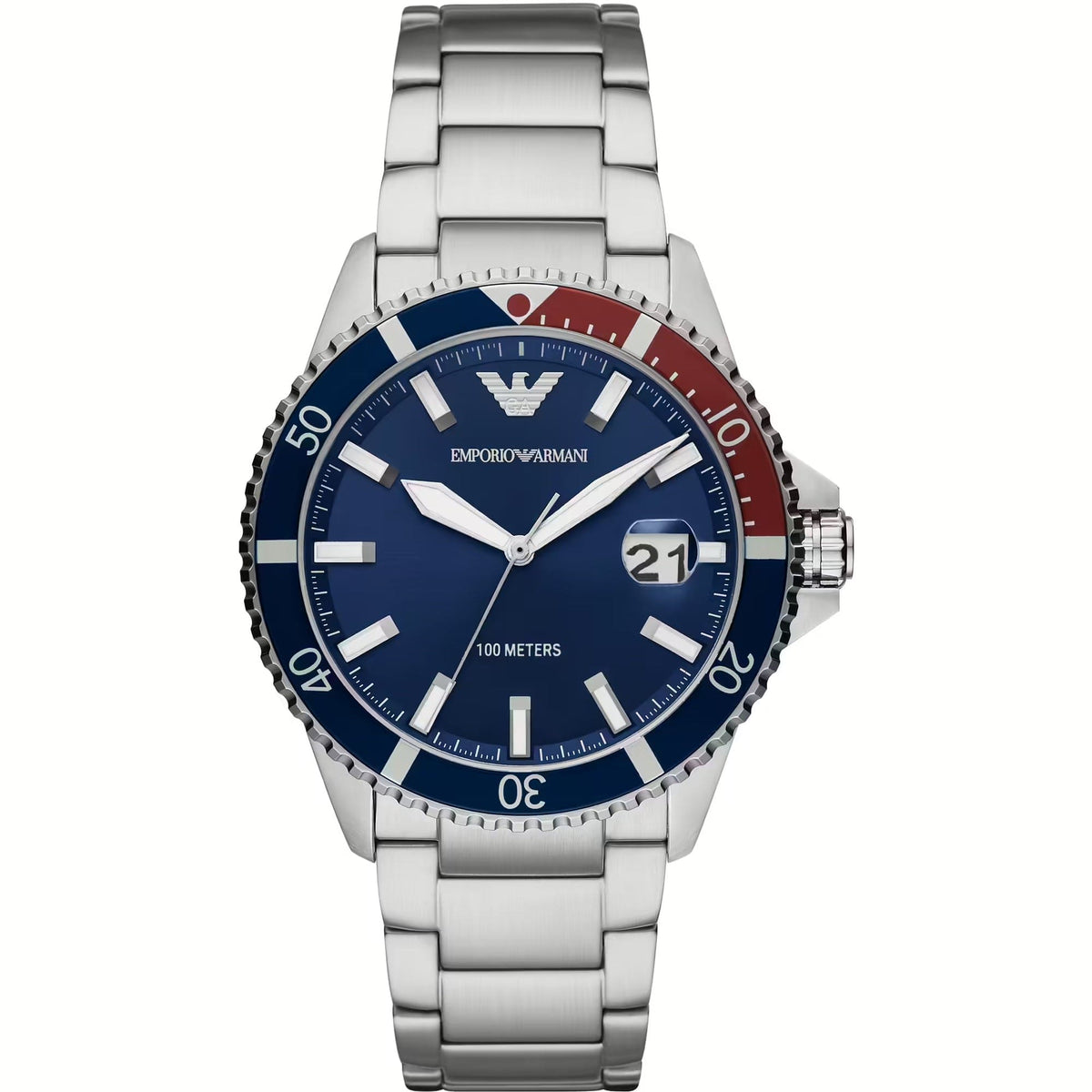 Montre à quartz élégante en acier pour homme Emporio Armani – Cadran bleu océan