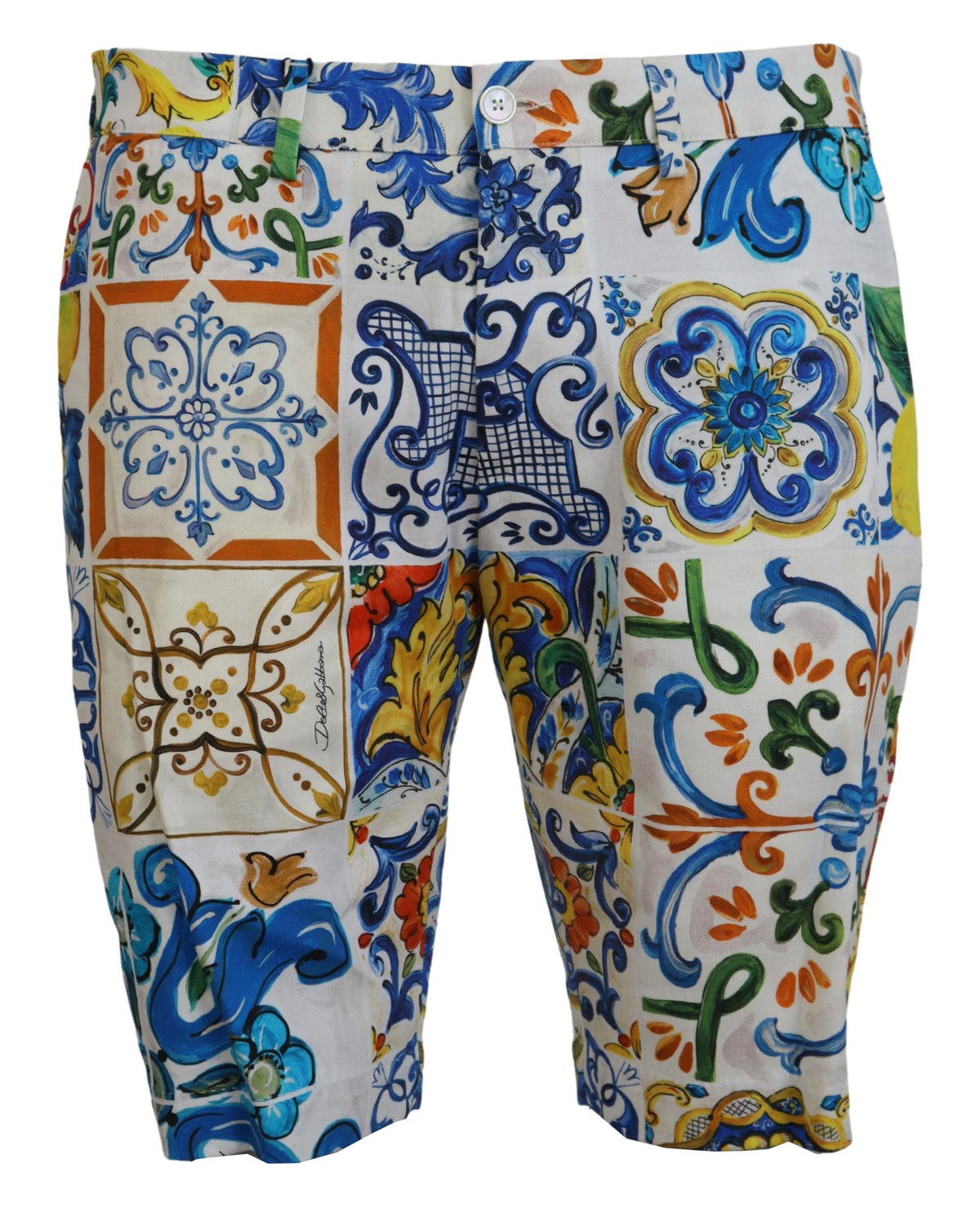 Pantalones cortos chinos casuales con estampado de mayólica de Dolce &amp; Gabbana