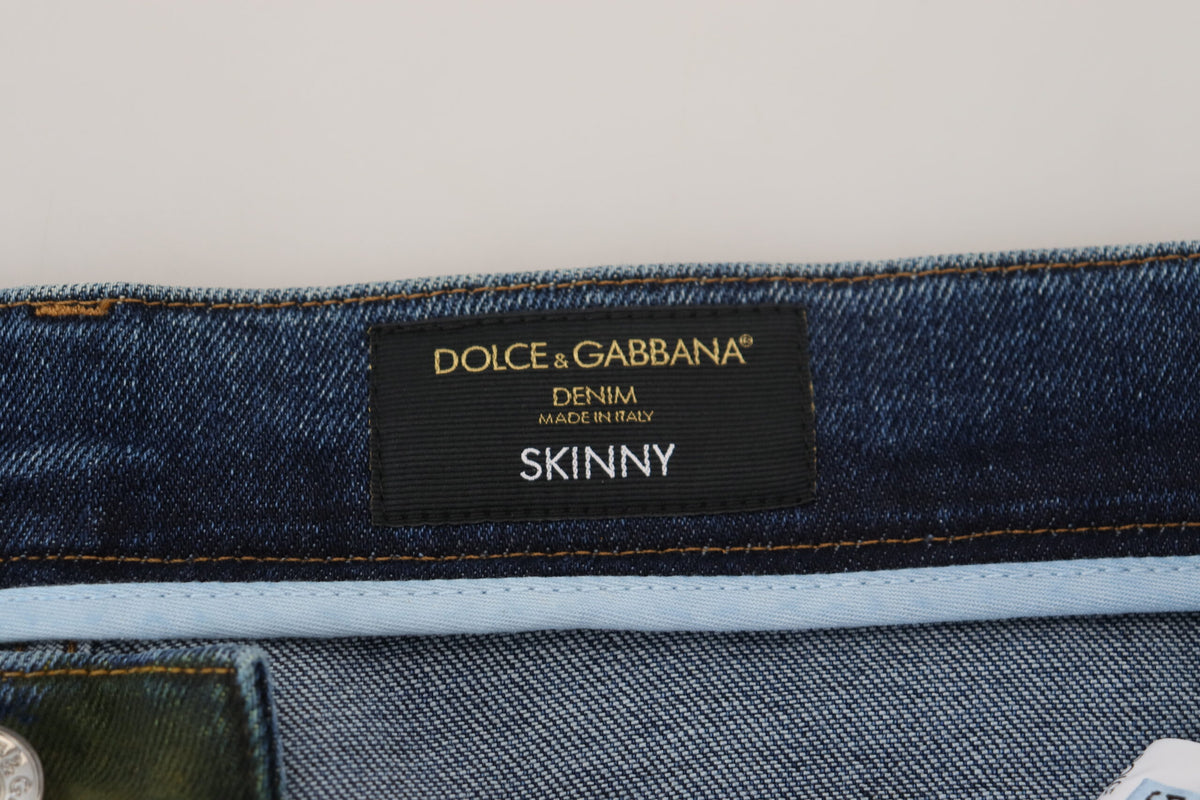 Jean slim chic Dolce &amp; Gabbana en denim délavé vert