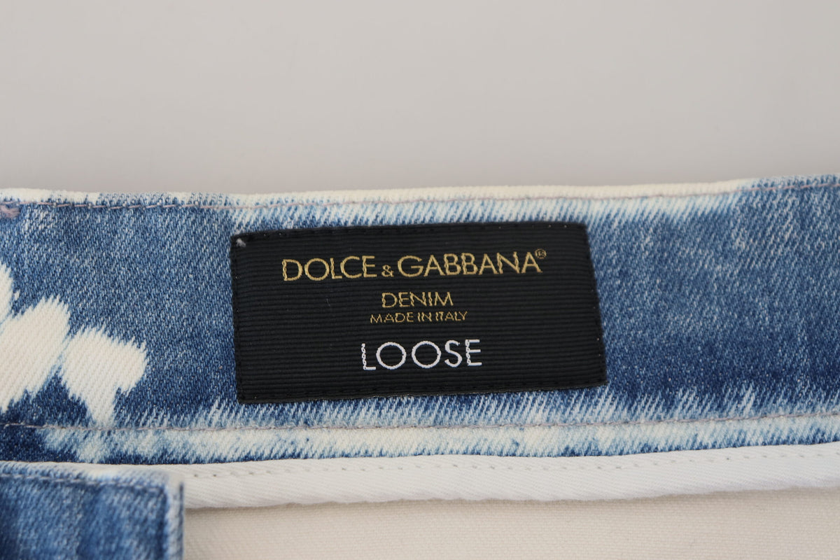 Pantalones vaqueros holgados y elegantes de Dolce &amp; Gabbana con estampado exclusivo