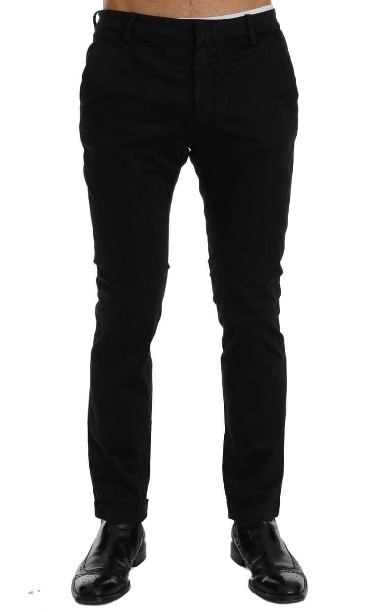 Costume National Chic Pantalon Slim Fit en Coton Stretch Noir