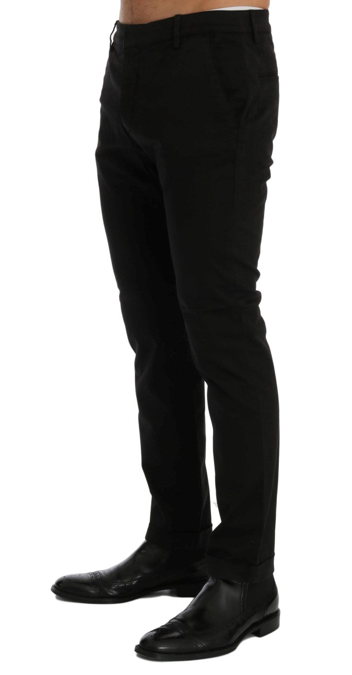 Costume National Chic Pantalon Slim Fit en Coton Stretch Noir