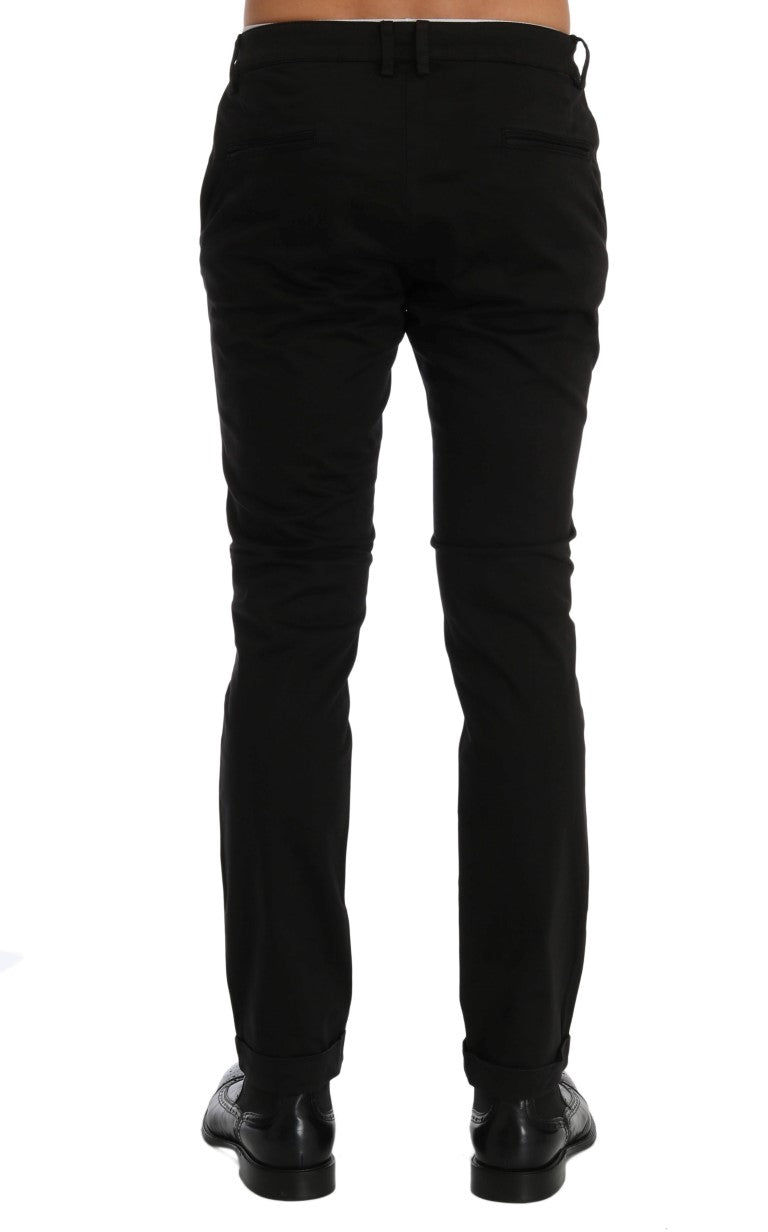 Costume National Chic Pantalon Slim Fit en Coton Stretch Noir