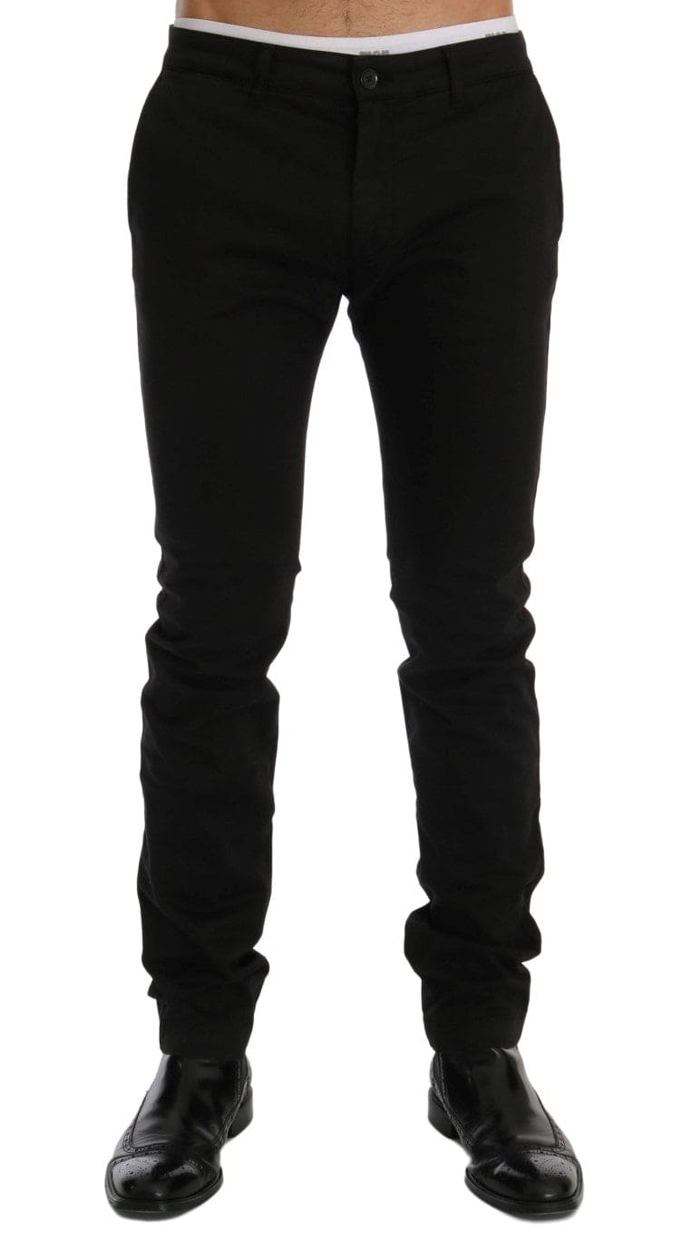 Pantalon slim élégant en coton noir GF Ferre