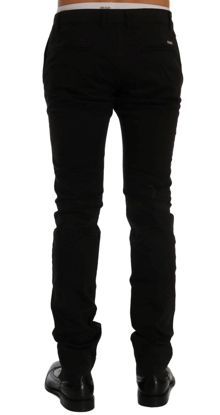 Pantalon slim élégant en coton noir GF Ferre