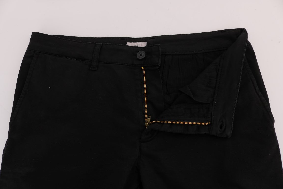 Pantalon slim élégant en coton noir GF Ferre