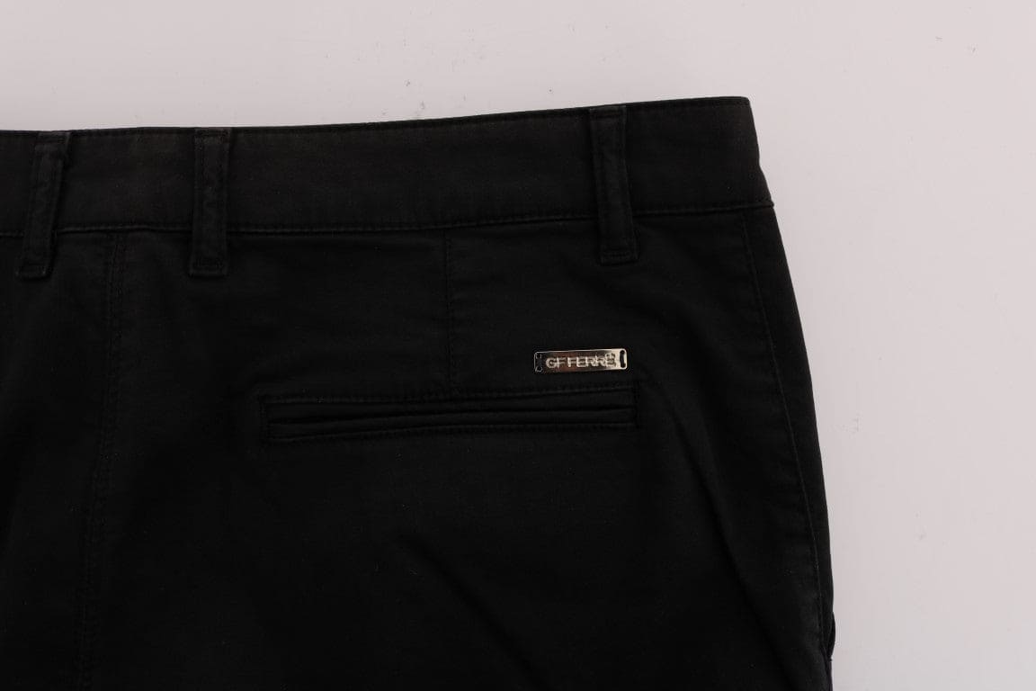 Pantalones de algodón negros de corte entallado elegantes de GF Ferre