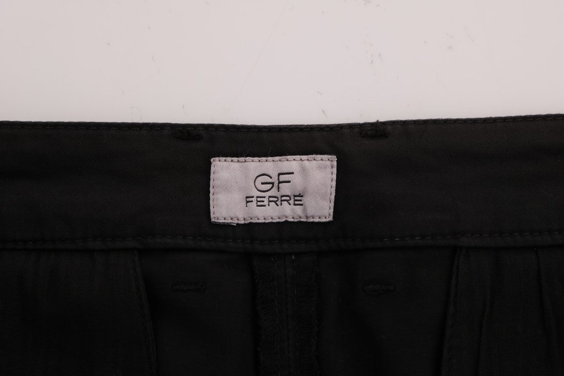 Pantalones de algodón negros de corte entallado elegantes de GF Ferre