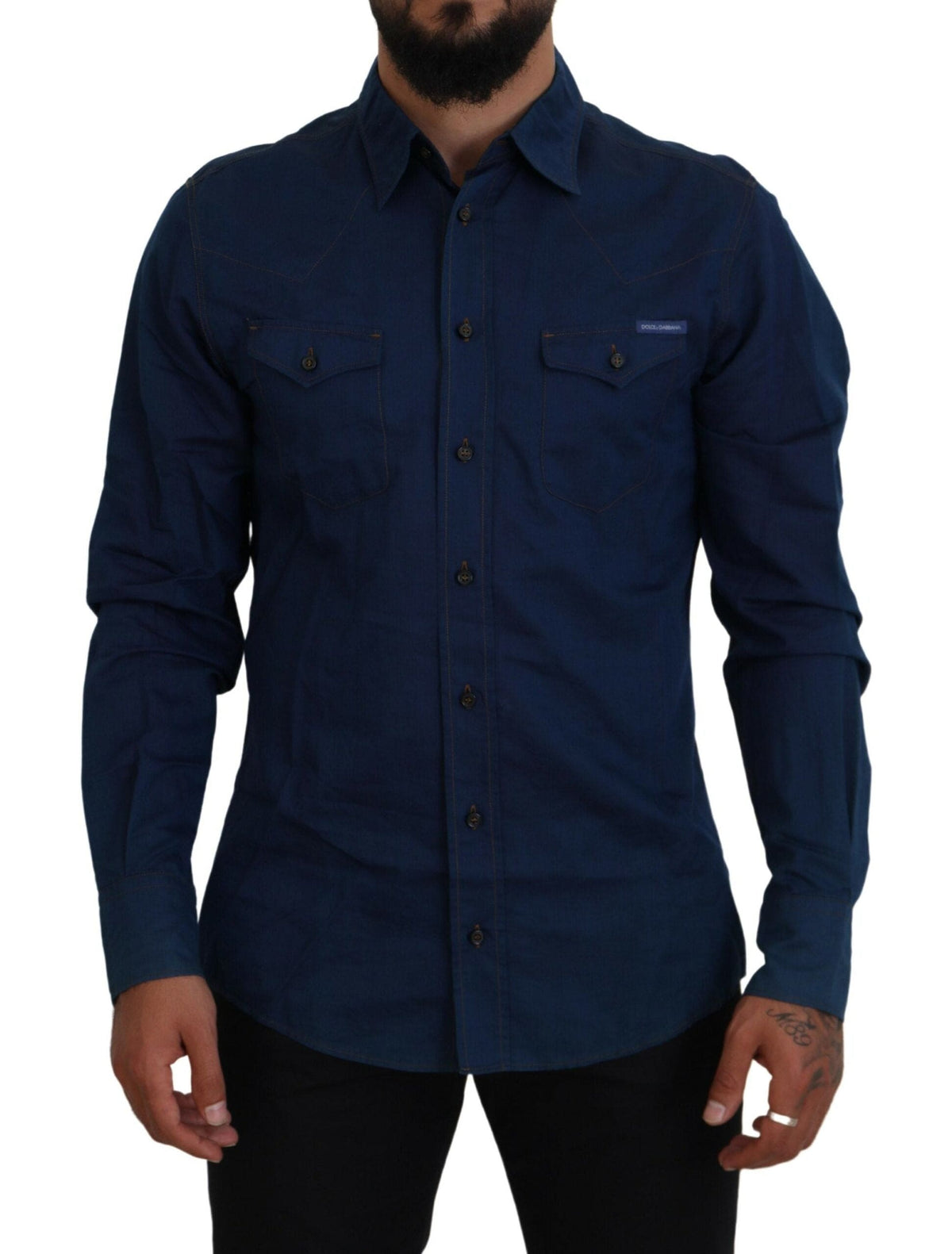 Chemise décontractée élégante en denim bleu Dolce &amp; Gabbana