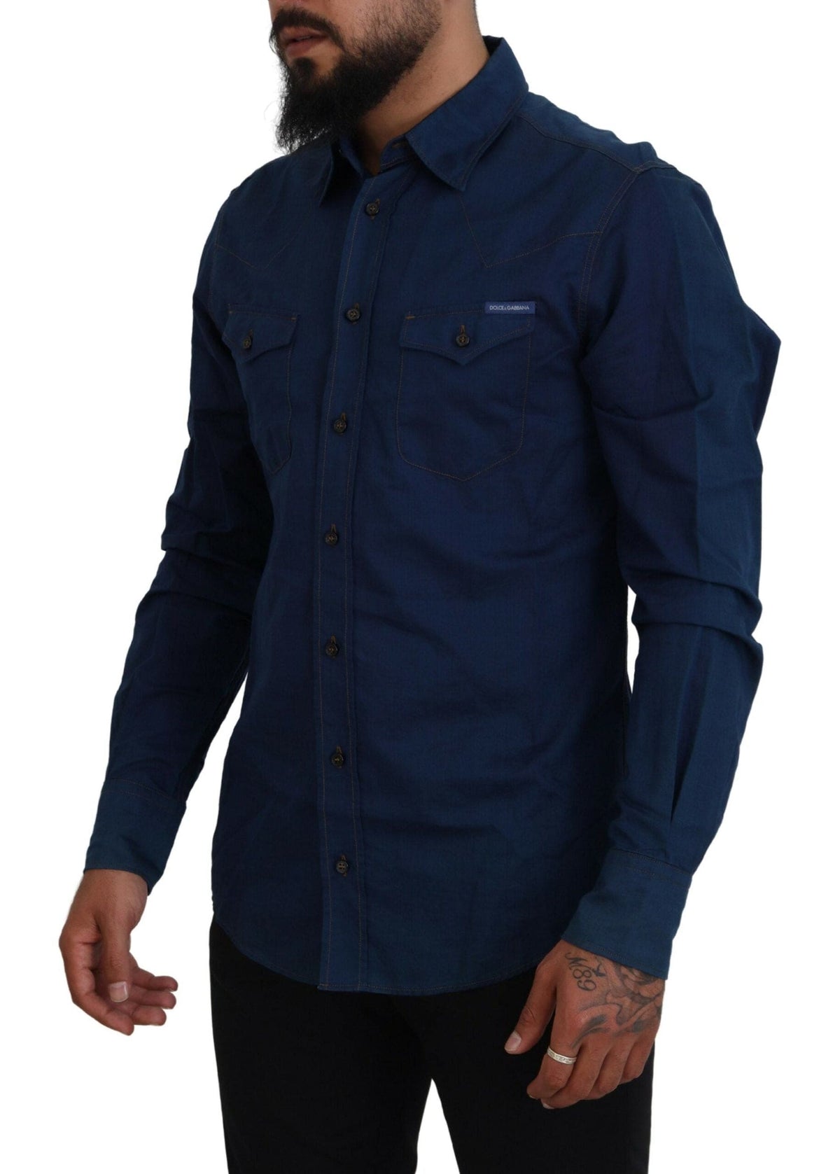 Chemise décontractée élégante en denim bleu Dolce &amp; Gabbana