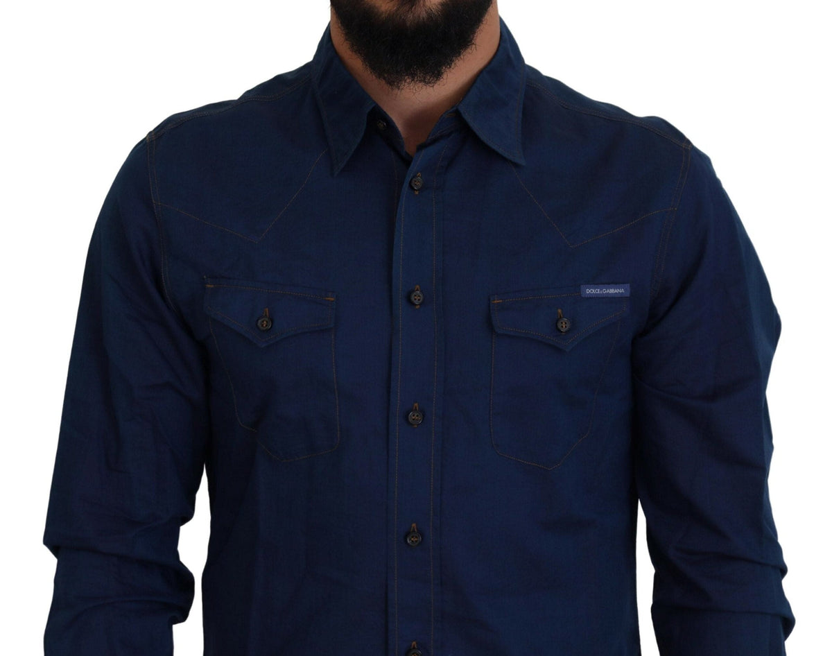 Chemise décontractée élégante en denim bleu Dolce &amp; Gabbana