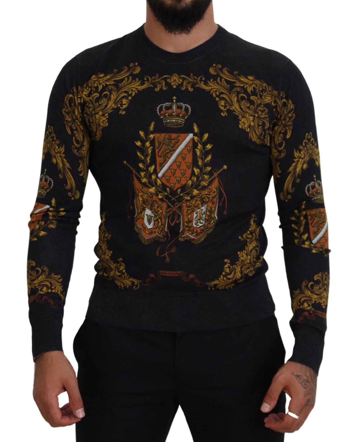 Pull en soie à motif médaille baroque Dolce &amp; Gabbana