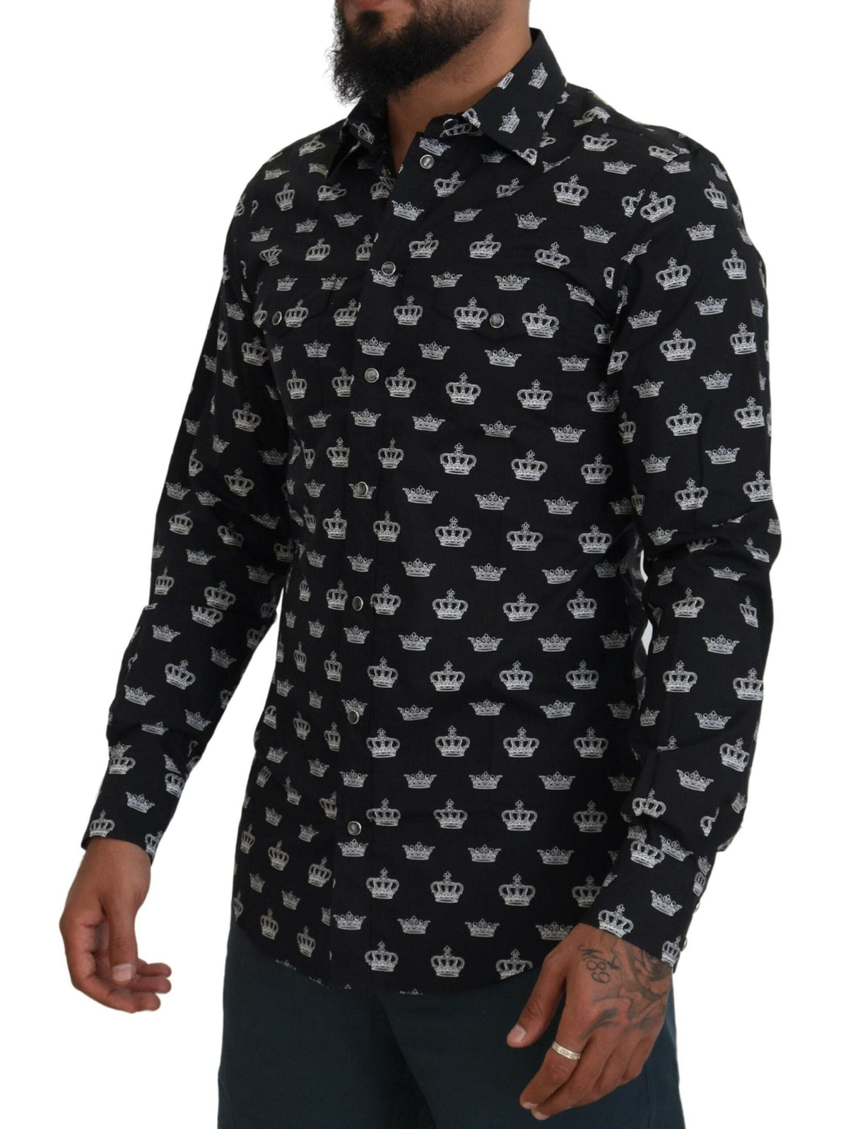 Camisa formal elegante con estampado de corona y corte entallado de Dolce &amp; Gabbana