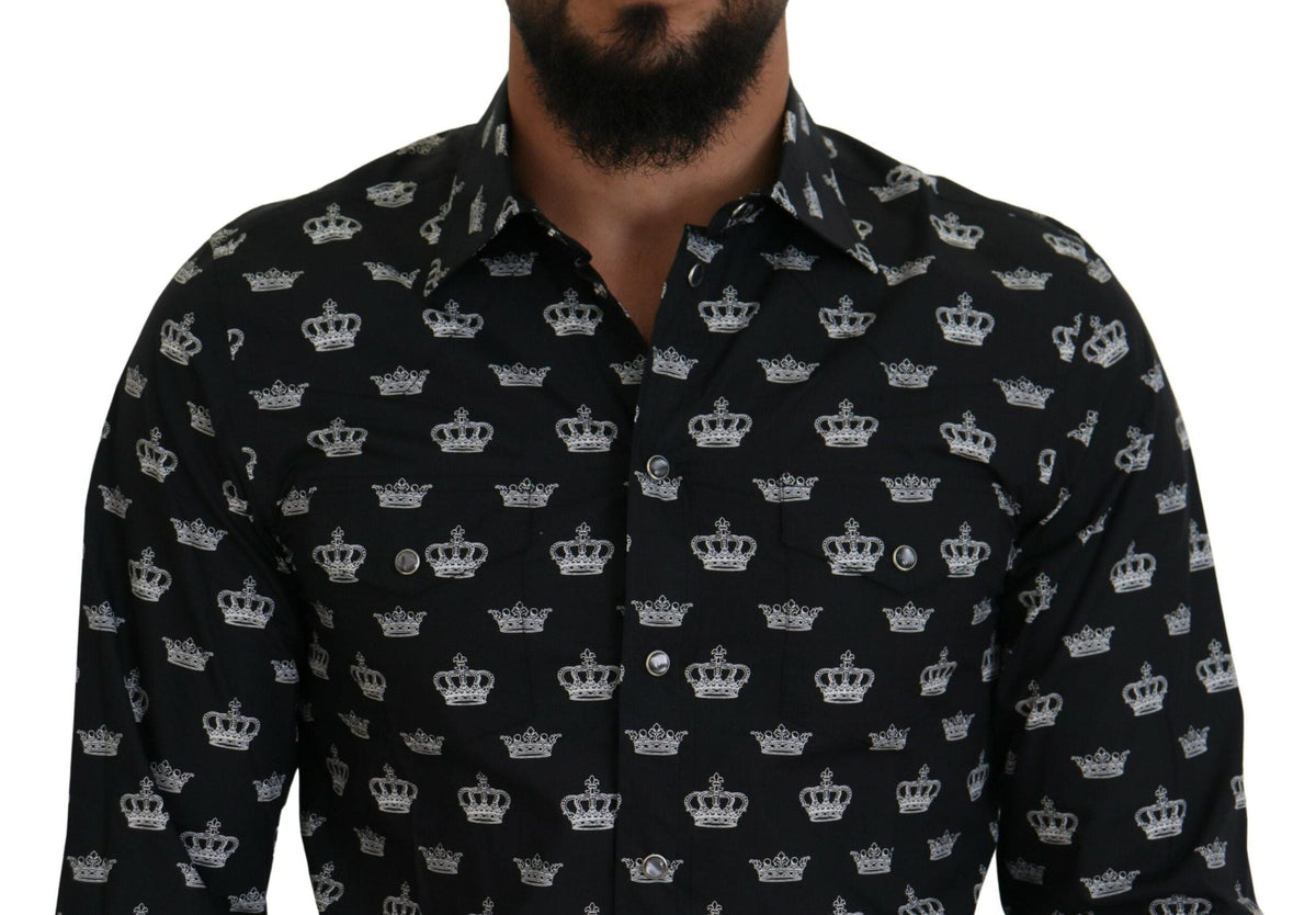 Camisa formal elegante con estampado de corona y corte entallado de Dolce &amp; Gabbana