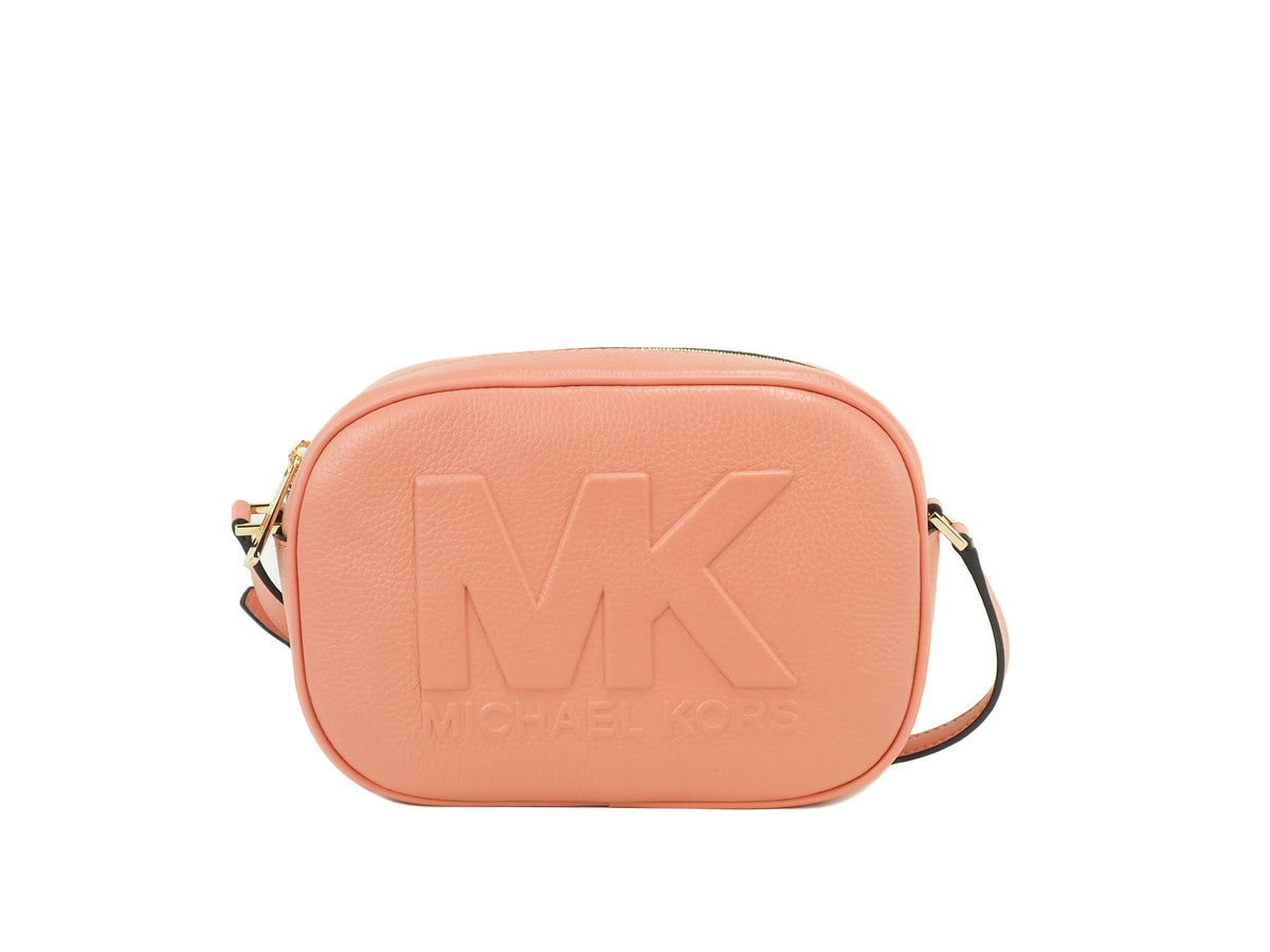 Bolso bandolera para cámara ovalado Jet Set Travel Medium de piel Sherbert de Michael Kors