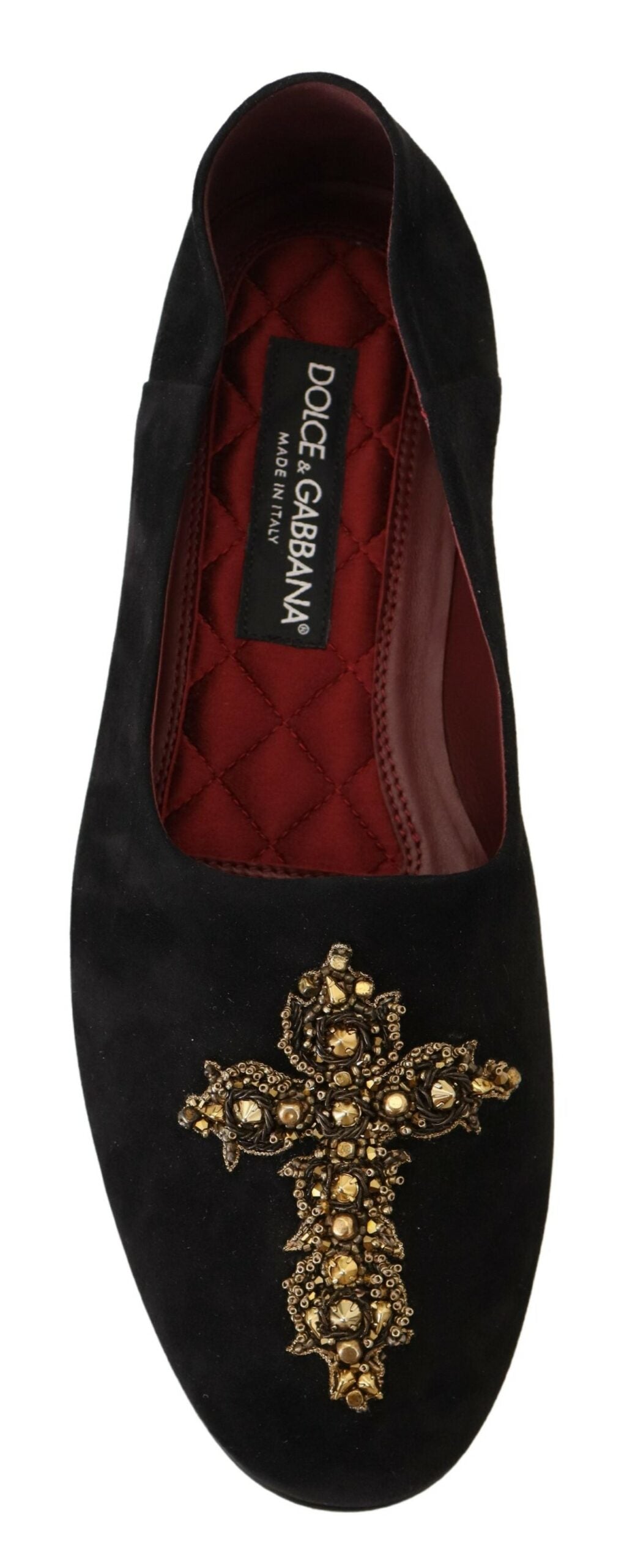 Mocassins Dolce &amp; Gabbana à paillettes et cristaux noirs et dorés