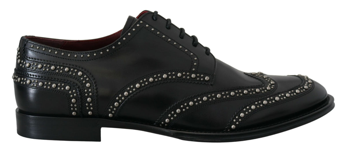 Dolce & Gabbana Elegant Studded Black Derby Shoes