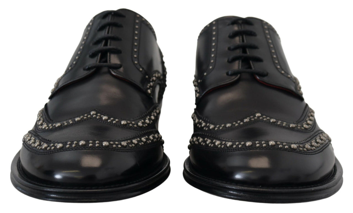 Dolce & Gabbana Elegant Studded Black Derby Shoes