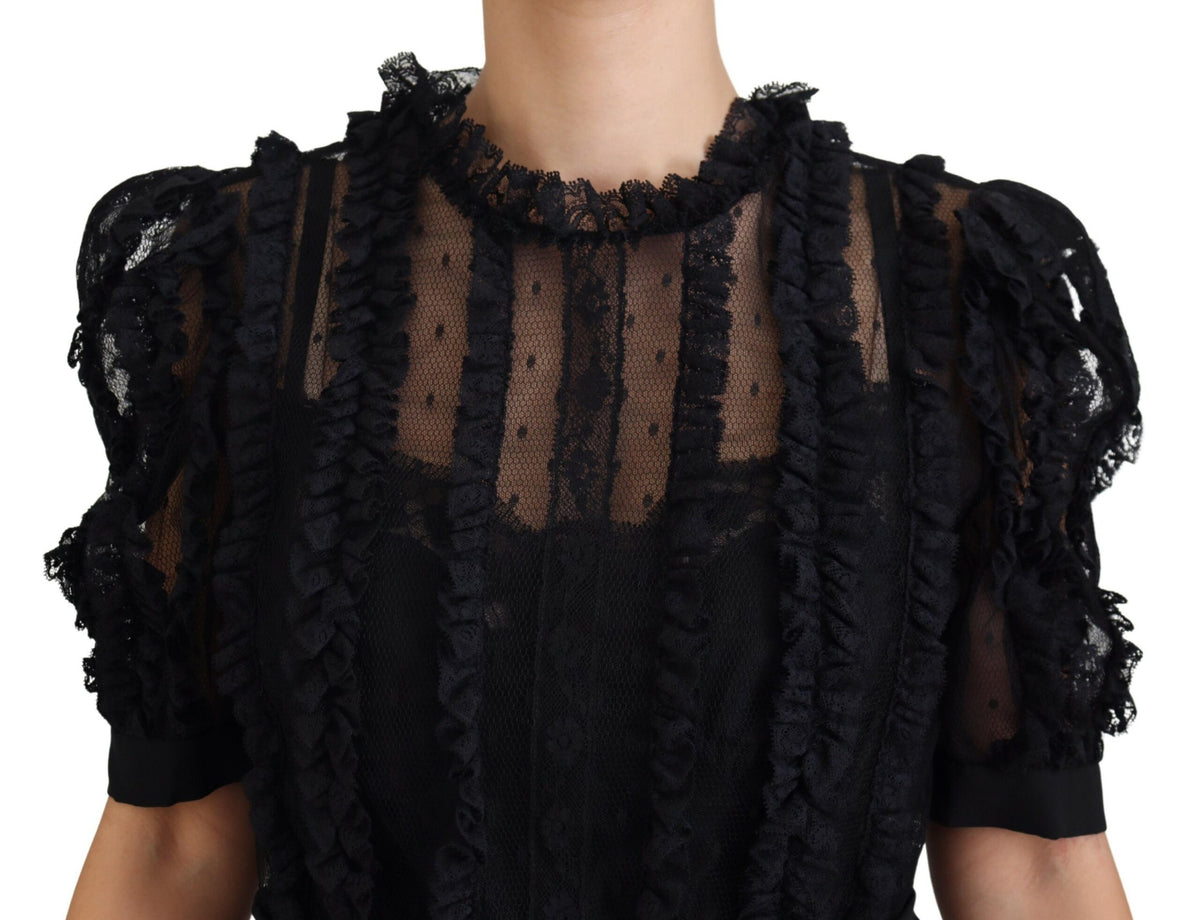 Robe courte trapèze élégante à détails en dentelle Dolce &amp; Gabbana