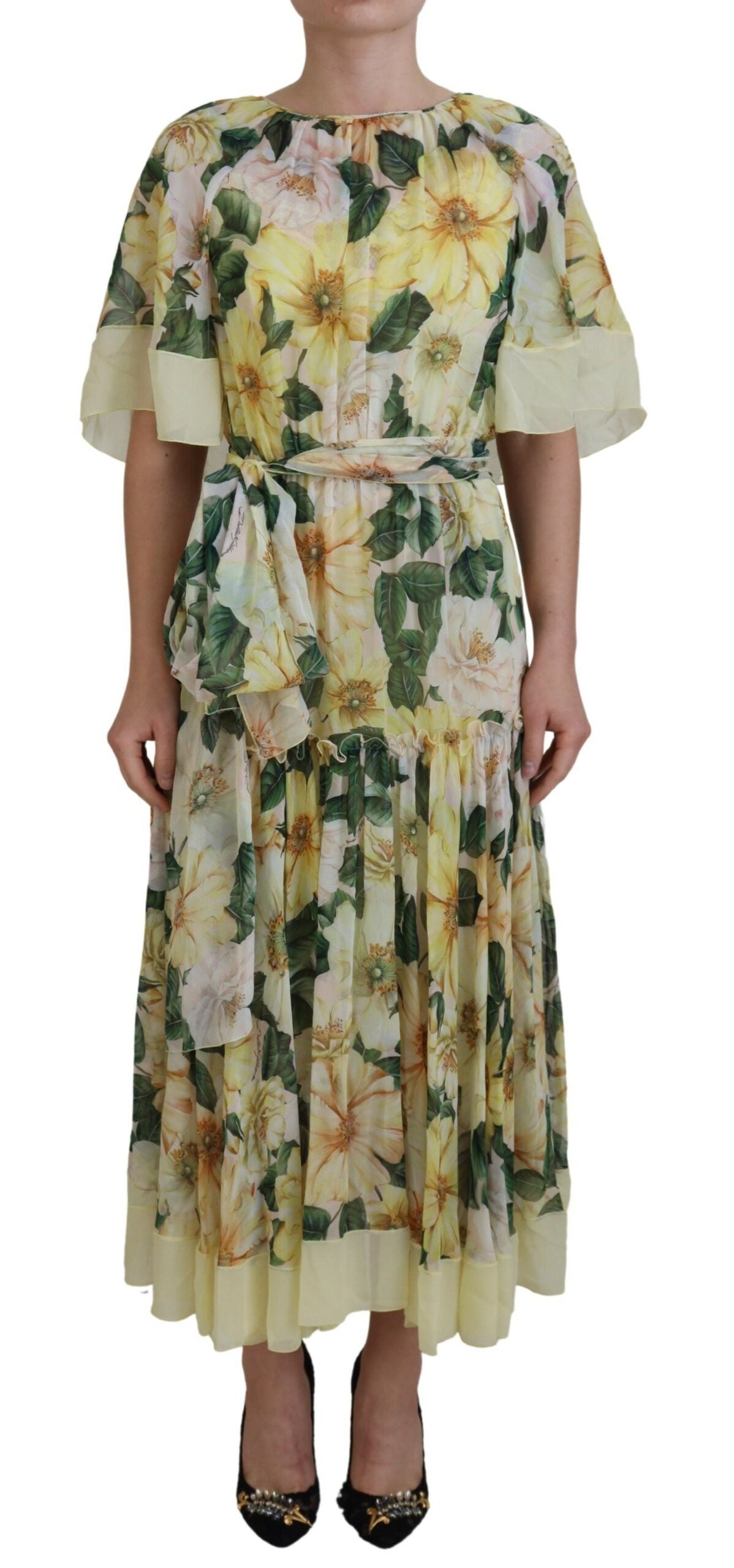 Robe longue fleurie en soie élégante Dolce &amp; Gabbana