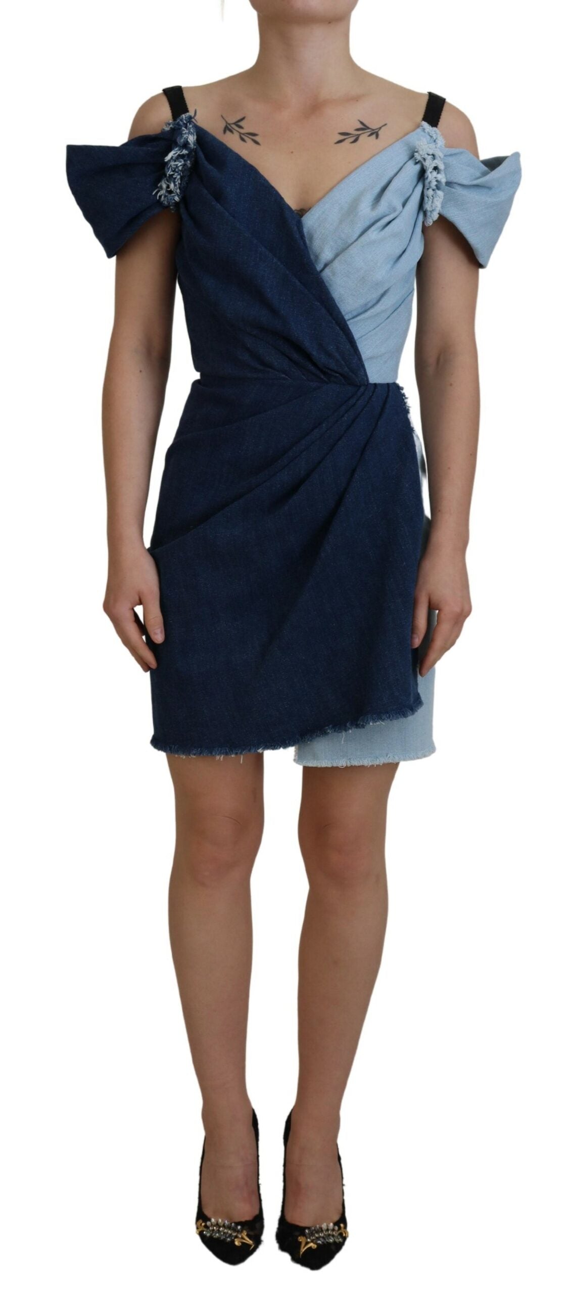 Robe fourreau en denim bicolore chic Dolce &amp; Gabbana