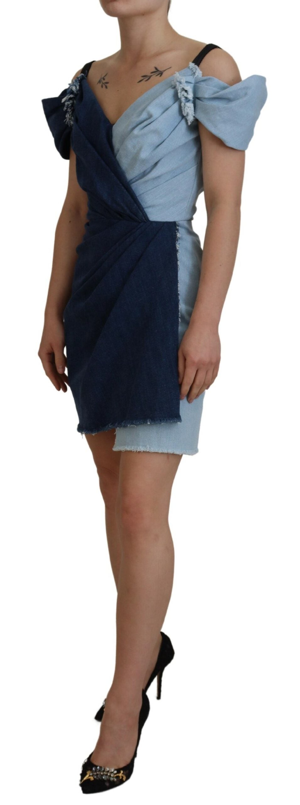 Robe fourreau en denim bicolore chic Dolce &amp; Gabbana