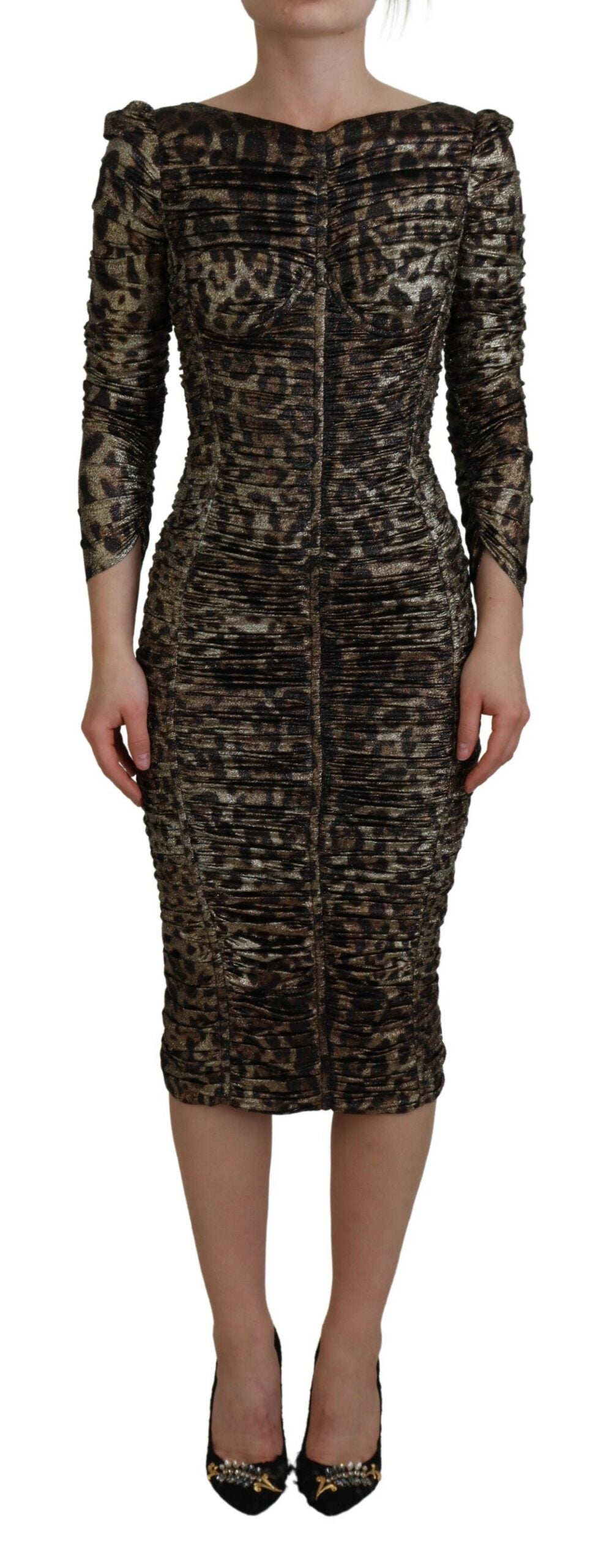 Robe moulante mi-longue élégante à imprimé léopard Dolce &amp; Gabbana