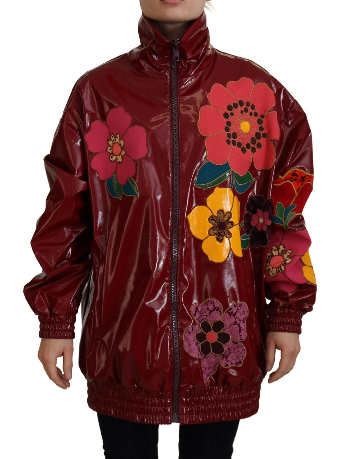 Veste de luxe fleurie bordeaux Dolce &amp; Gabbana