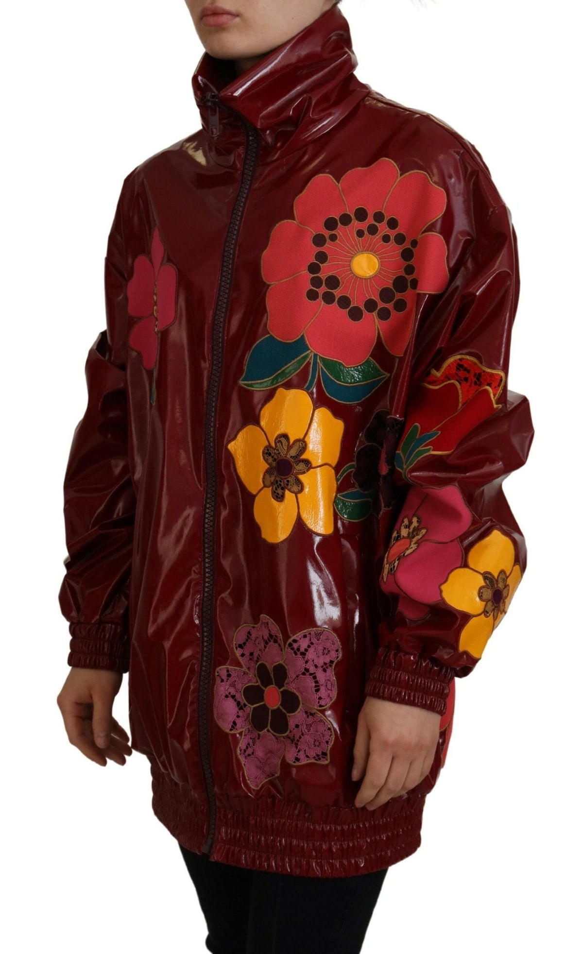 Veste de luxe fleurie bordeaux Dolce &amp; Gabbana