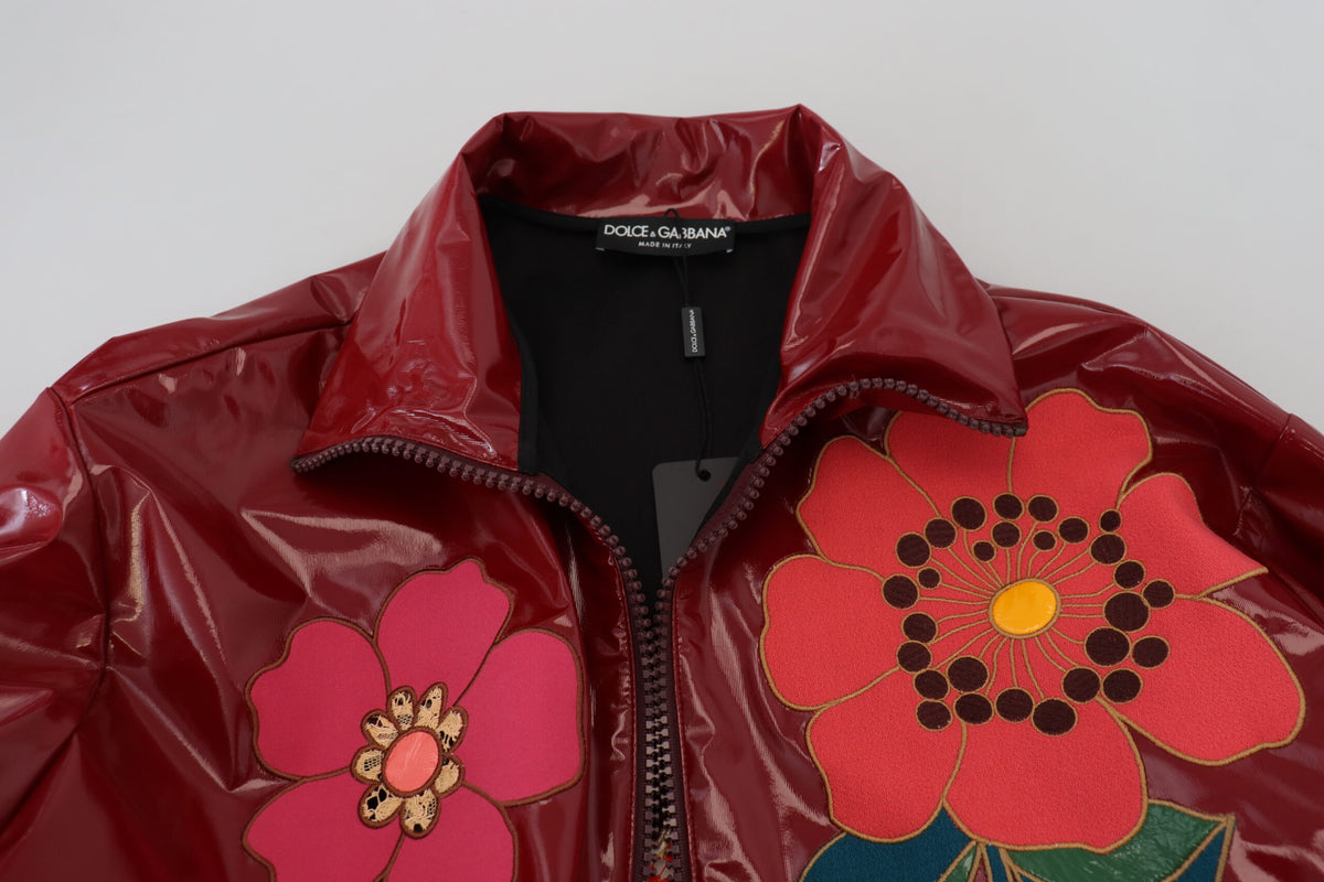 Veste de luxe fleurie bordeaux Dolce &amp; Gabbana