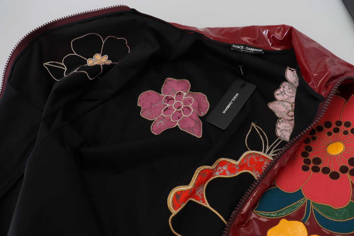 Veste de luxe fleurie bordeaux Dolce &amp; Gabbana