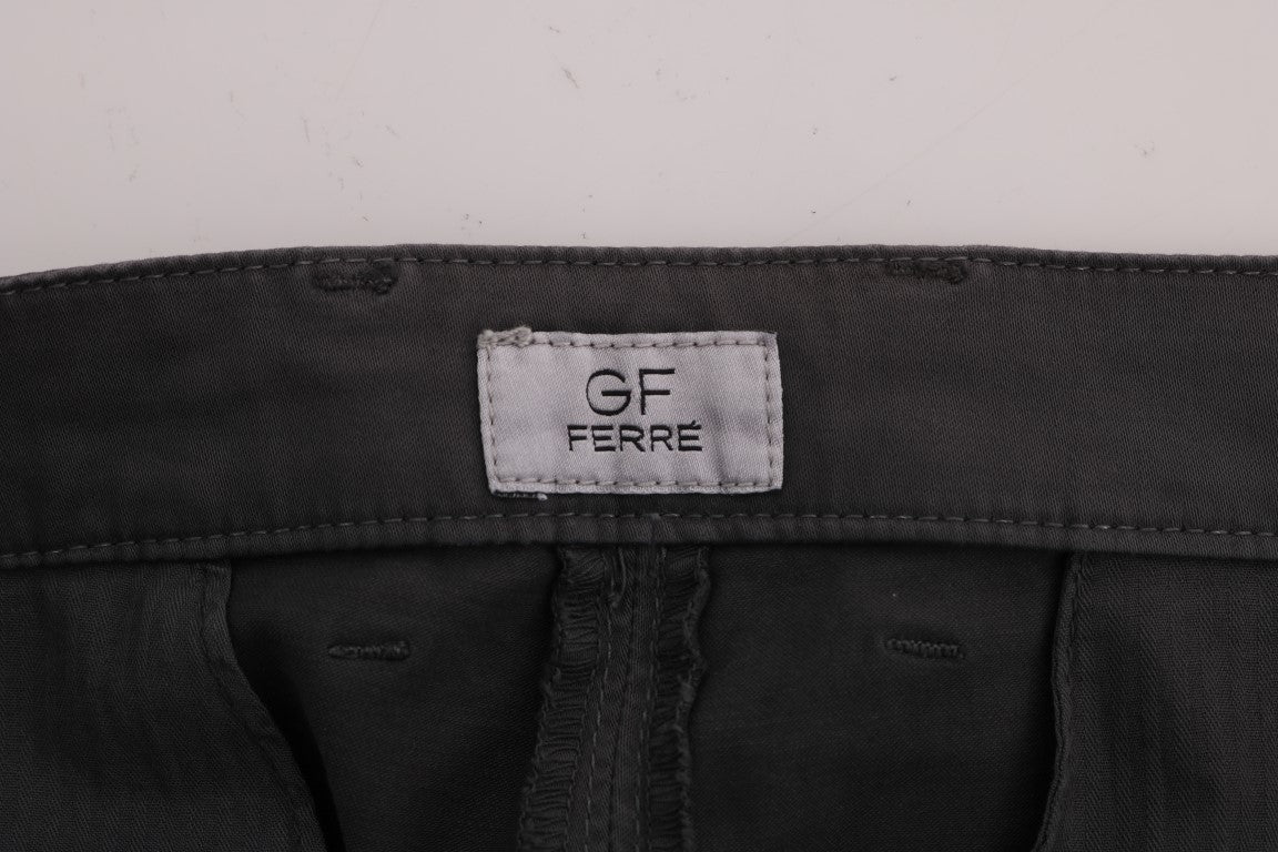 Pantalones de algodón gris elegantes y ajustados de GF Ferre